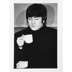 Vintage The Beatles, John Lennon drinking tea in the Garrison Room 