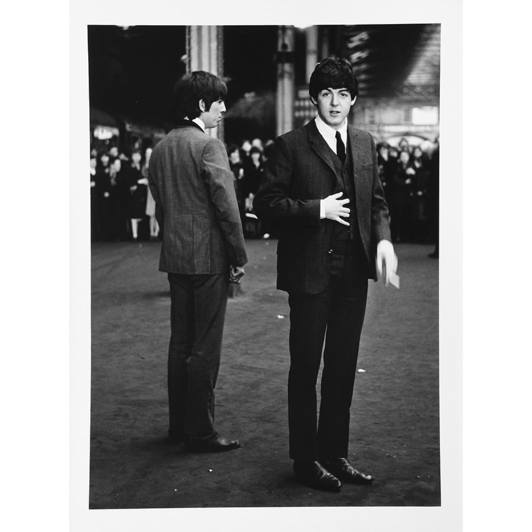 Lord Christopher Thynne Portrait Print - The Beatles, Paul McCartney and George Harrison at Marylebone Station
