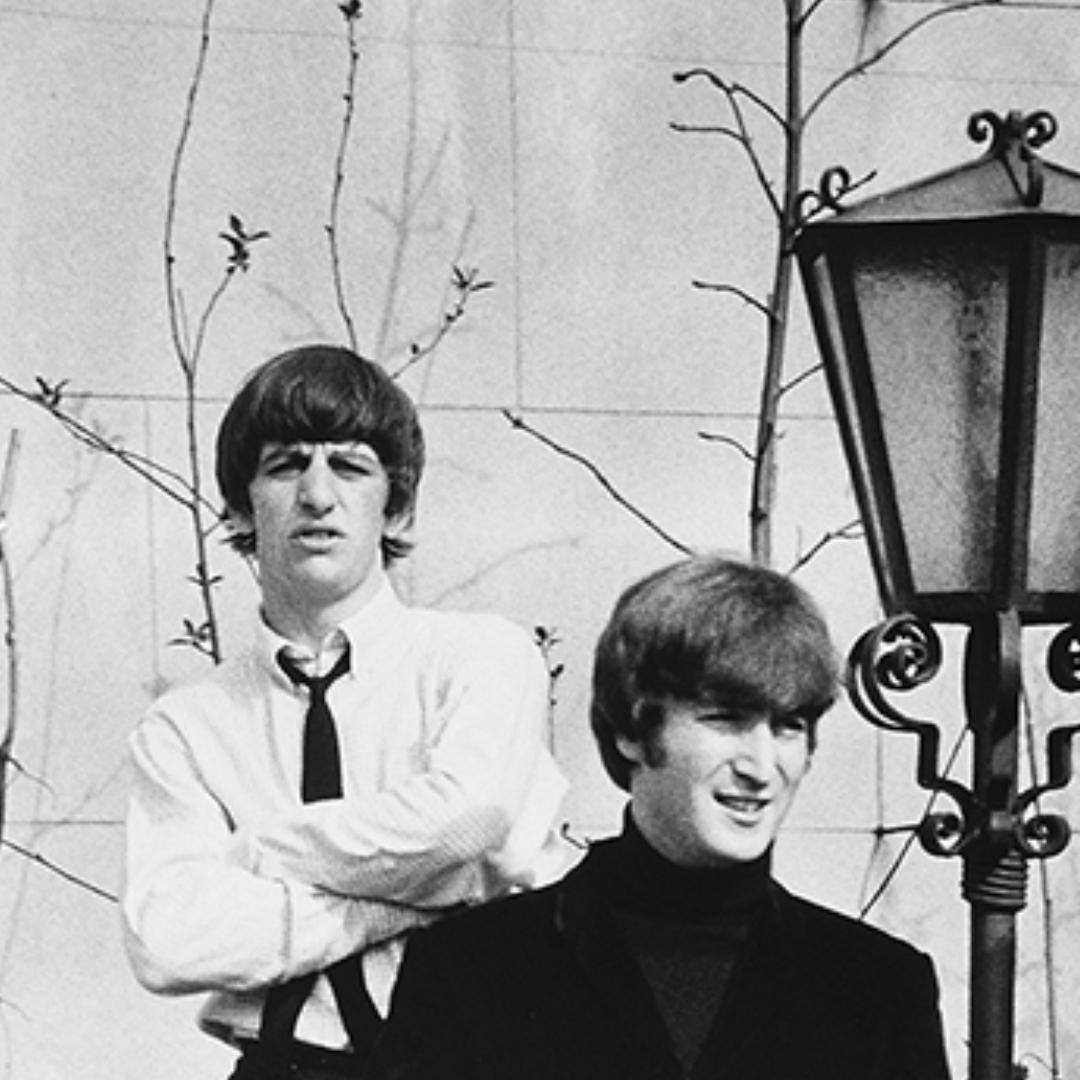 The Beatles in the walled garden of Les Ambassadeurs Club, Mayfair II - Print by Lord Christopher Thynne