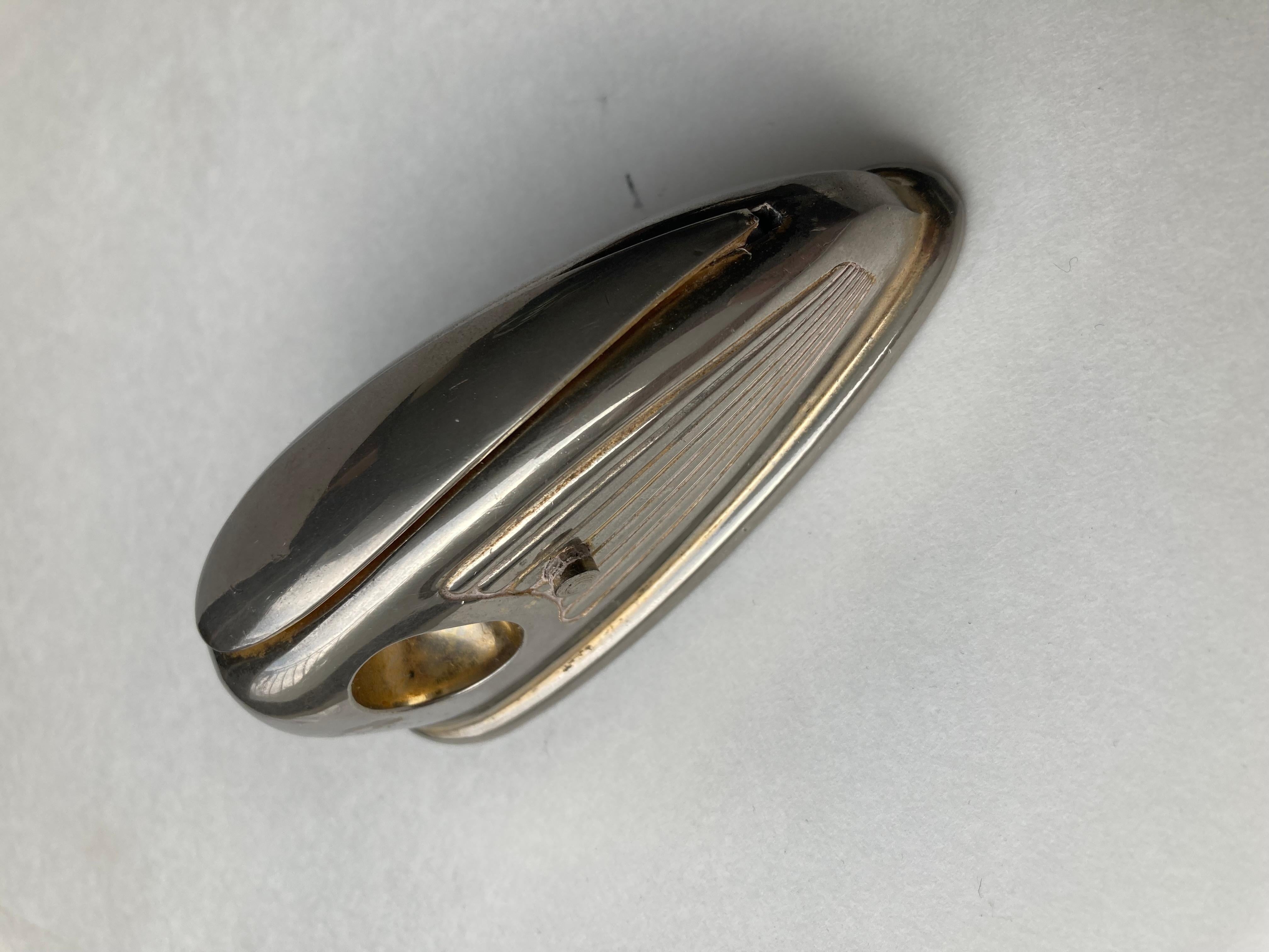 Mid-20th Century Lord Cigar Cutter, Germany, Art Deco Streamline, Chrome and Gold Wash