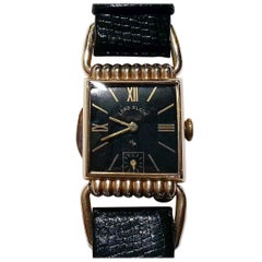 Lord Elgin 14-Karat Gold gefüllte Fahrer Swing Lug Armbanduhr