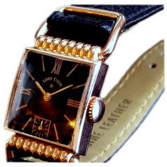 Lord Elgin 14-Karat Gold gefüllte Fahrer Swing Lug Armbanduhr