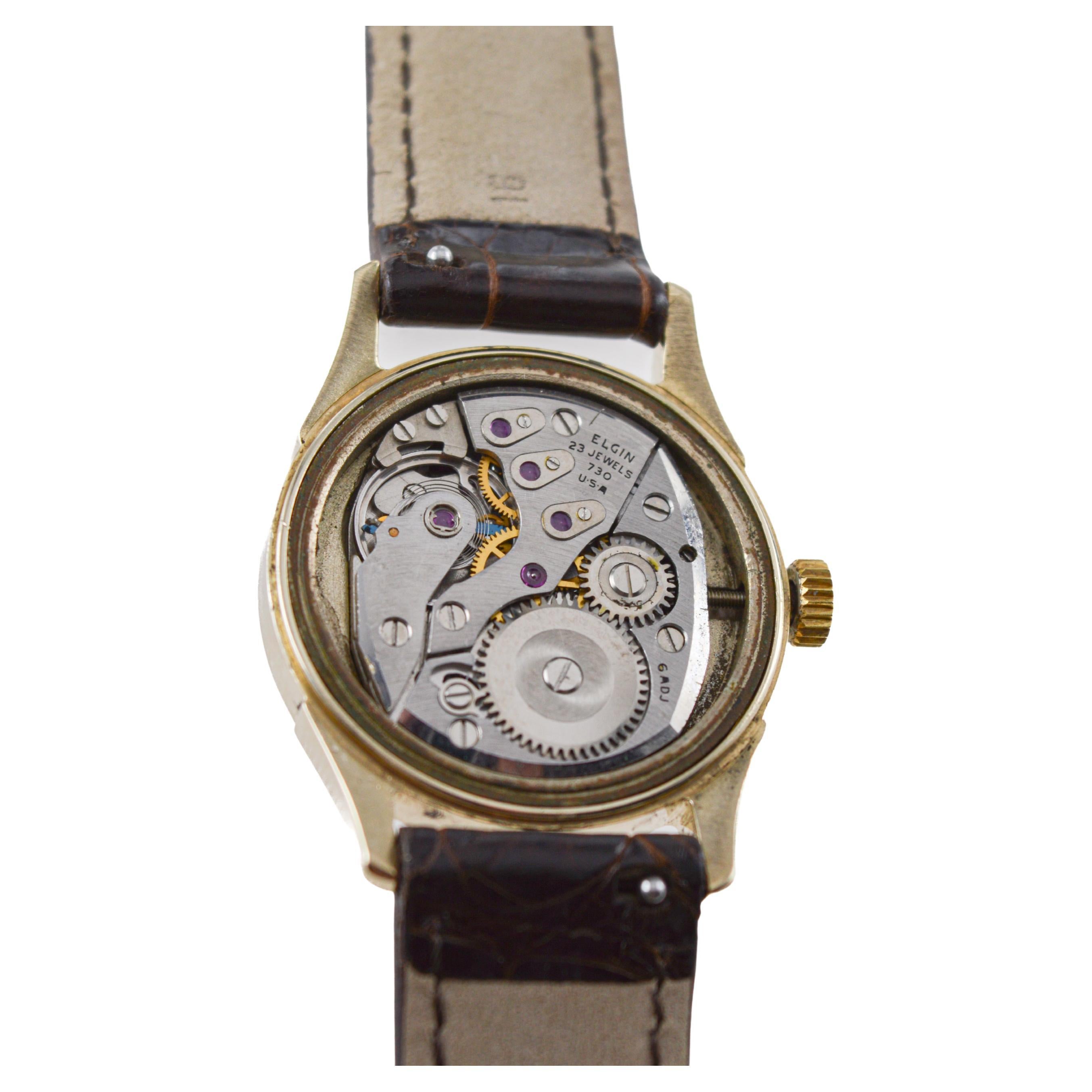 Lord Elgin 14Kt Solid Gold Art Deco Watch circa 1950's Vault Find For Sale 7