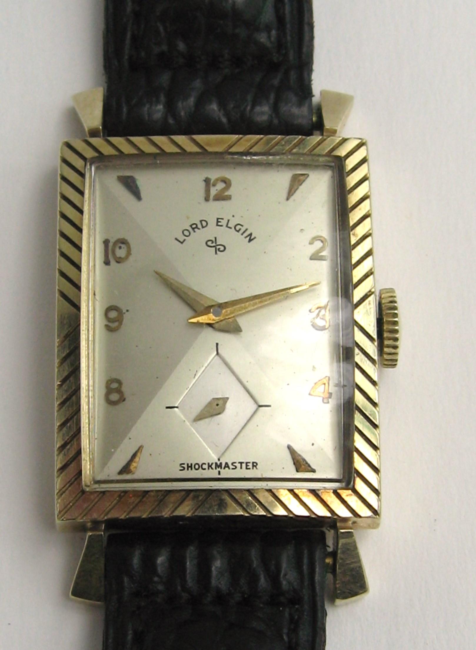 Lord Elgin 21 Jewels 14 Karat Gold Wristwatch Shockmaster 4