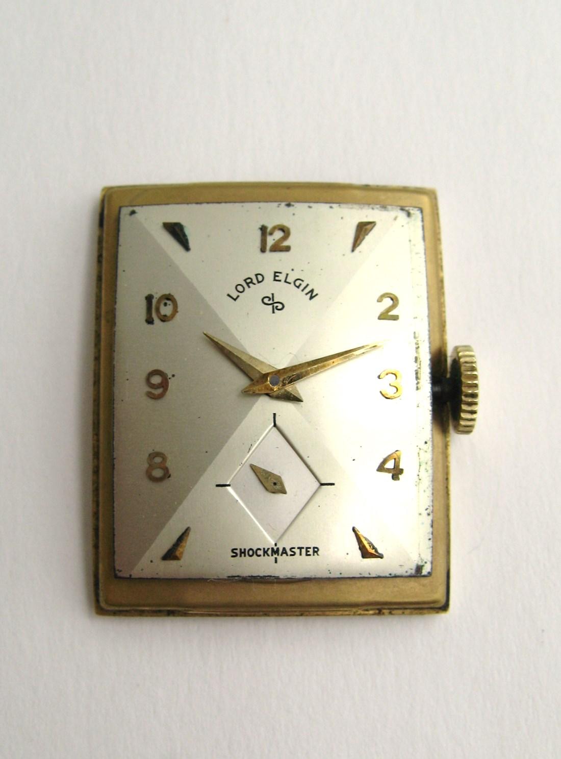 Lord Elgin 21 Jewels 14 Karat Gold Wristwatch Shockmaster 1