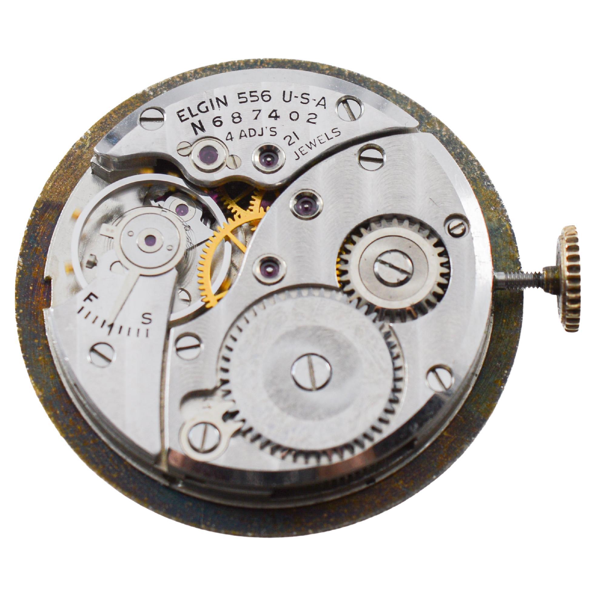 Lord Elgin Gold gefüllt Art Deco Uhr mit Fabrik Original-Zifferblatt zirka 1940er Jahre im Angebot 12
