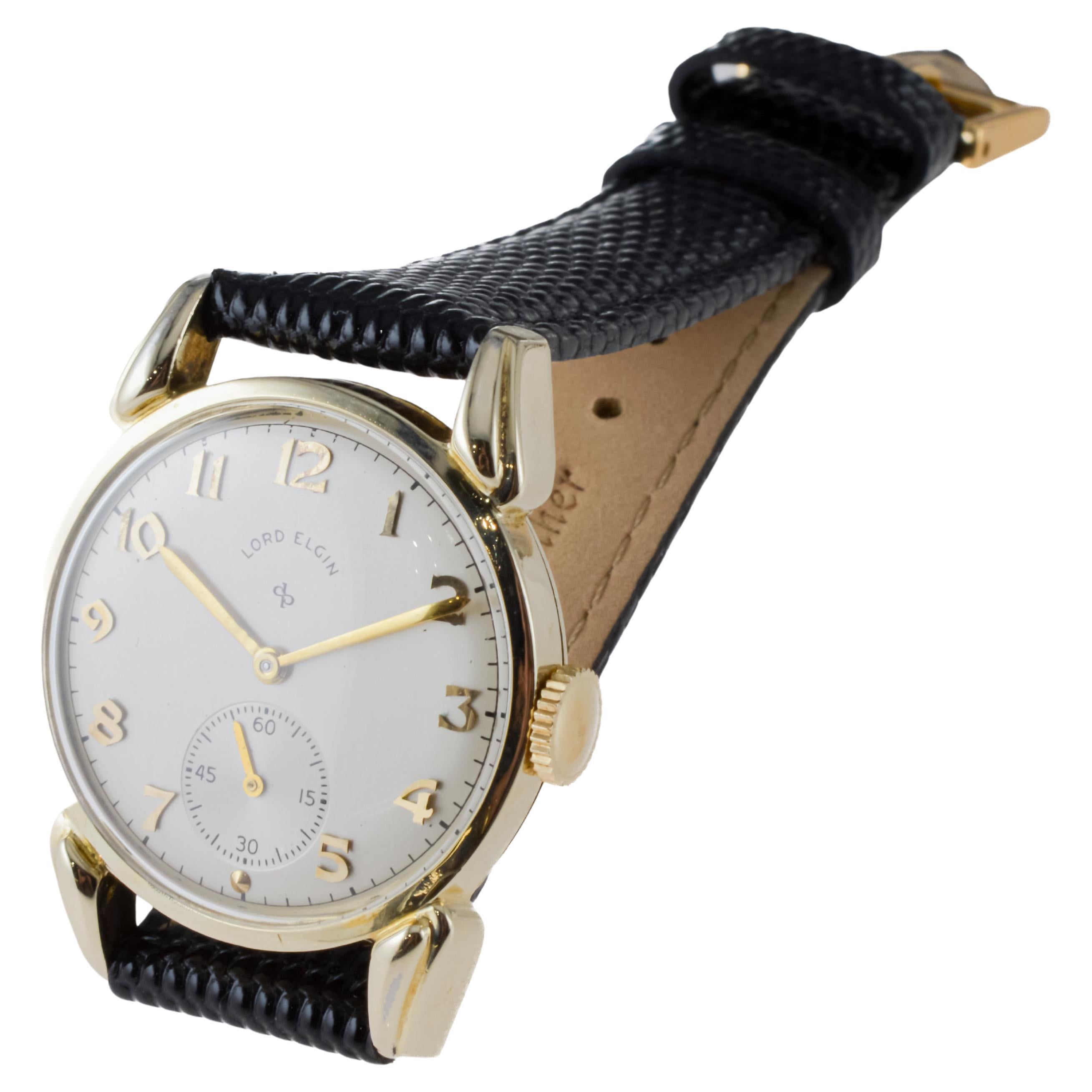 Lord Elgin Gold Filled Art Deco Watch with Flawless Original Dial 1940's 7