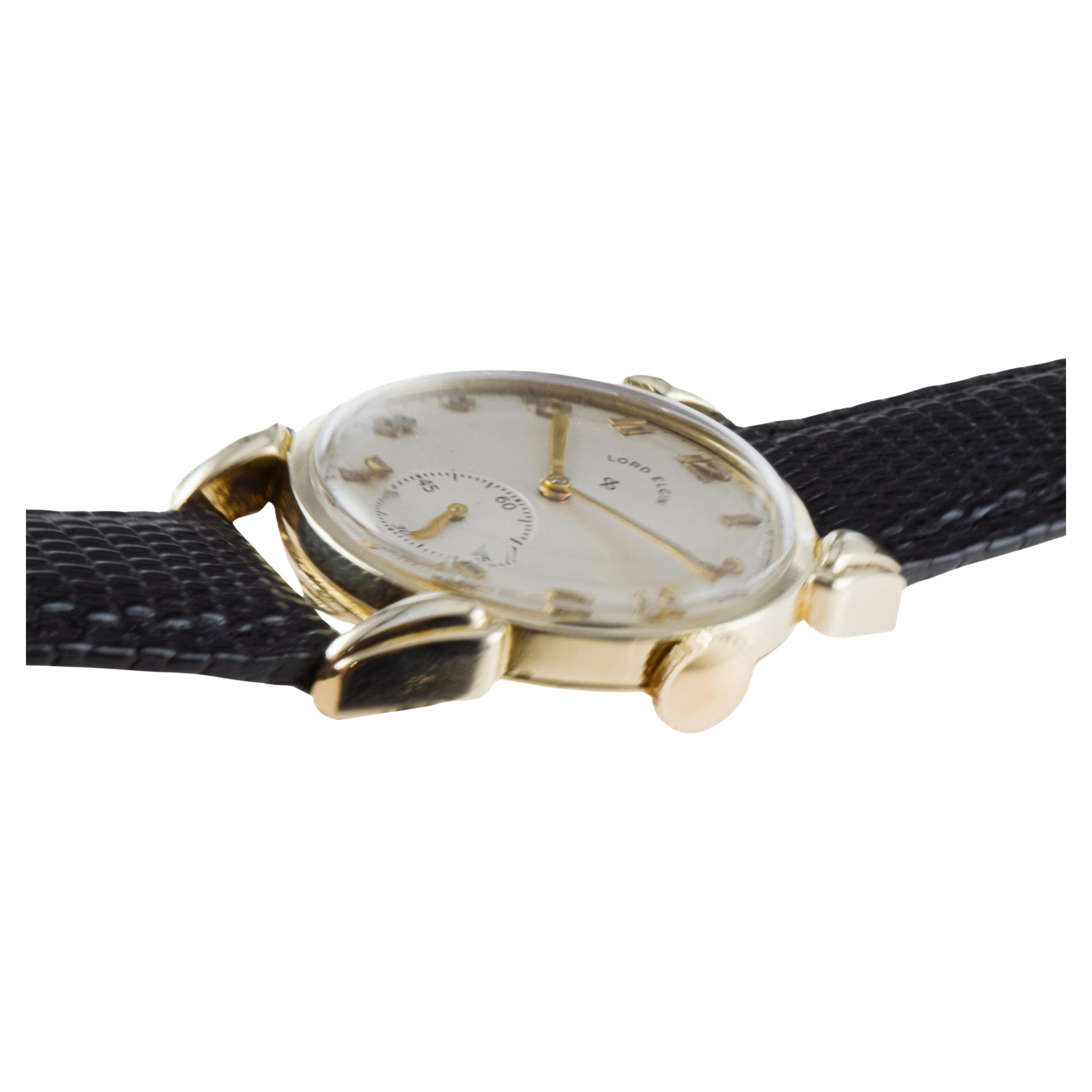 Lord Elgin Gold Filled Art Deco Watch with Flawless Original Dial 1940's 8