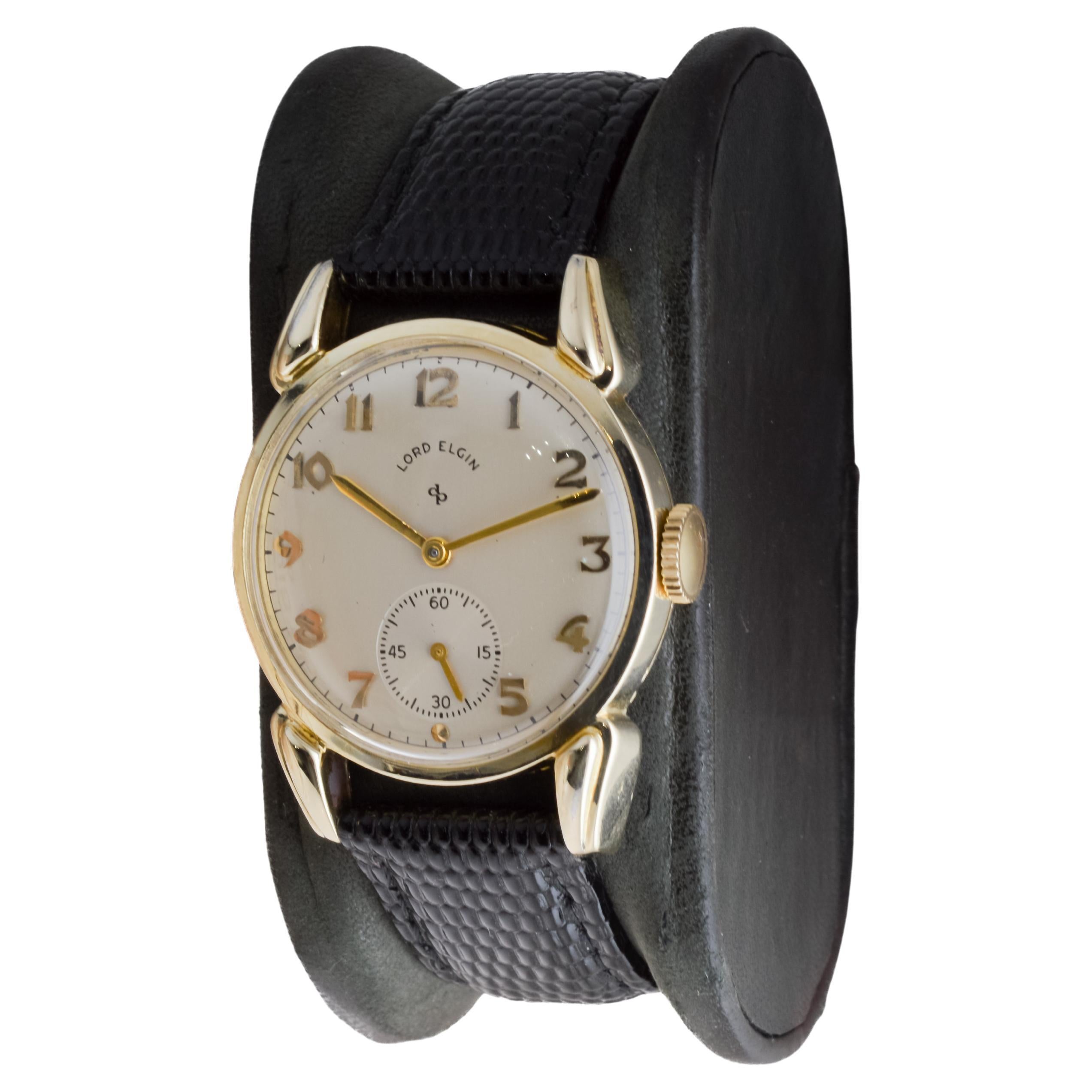 Lord Elgin Gold Filled Art Deco Watch with Flawless Original Dial 1940's 1