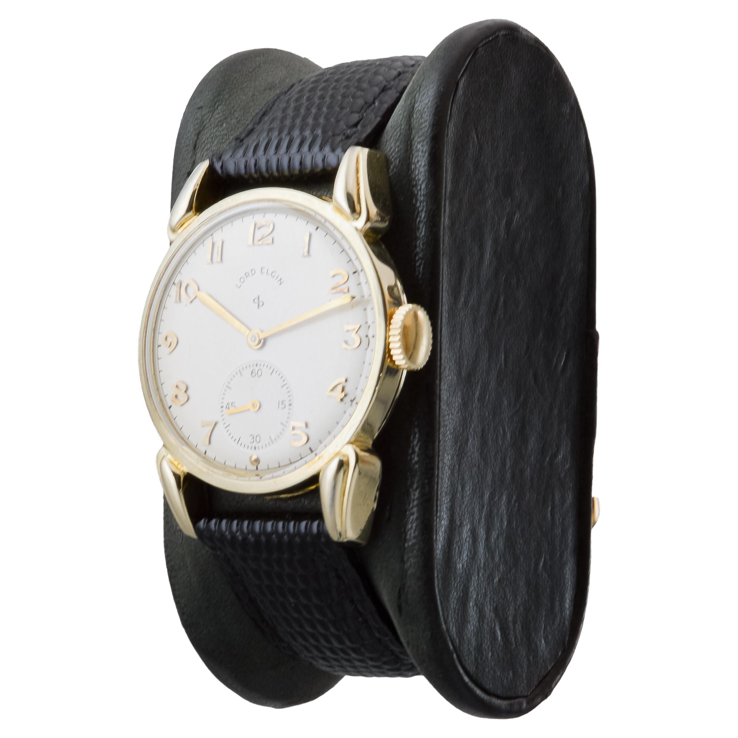 Lord Elgin Gold Filled Art Deco Watch with Flawless Original Dial 1940's 2