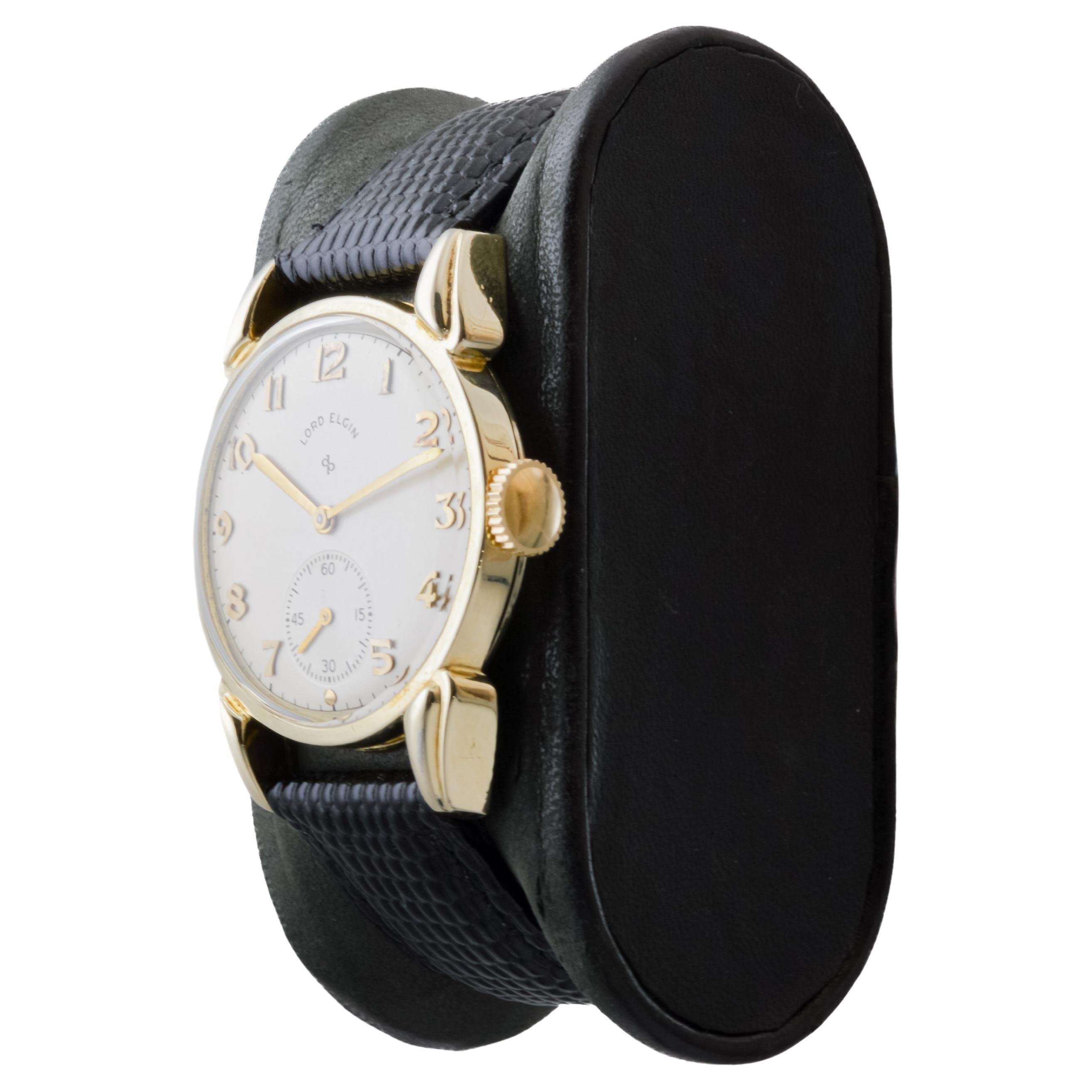Lord Elgin Gold Filled Art Deco Watch with Flawless Original Dial 1940's 3