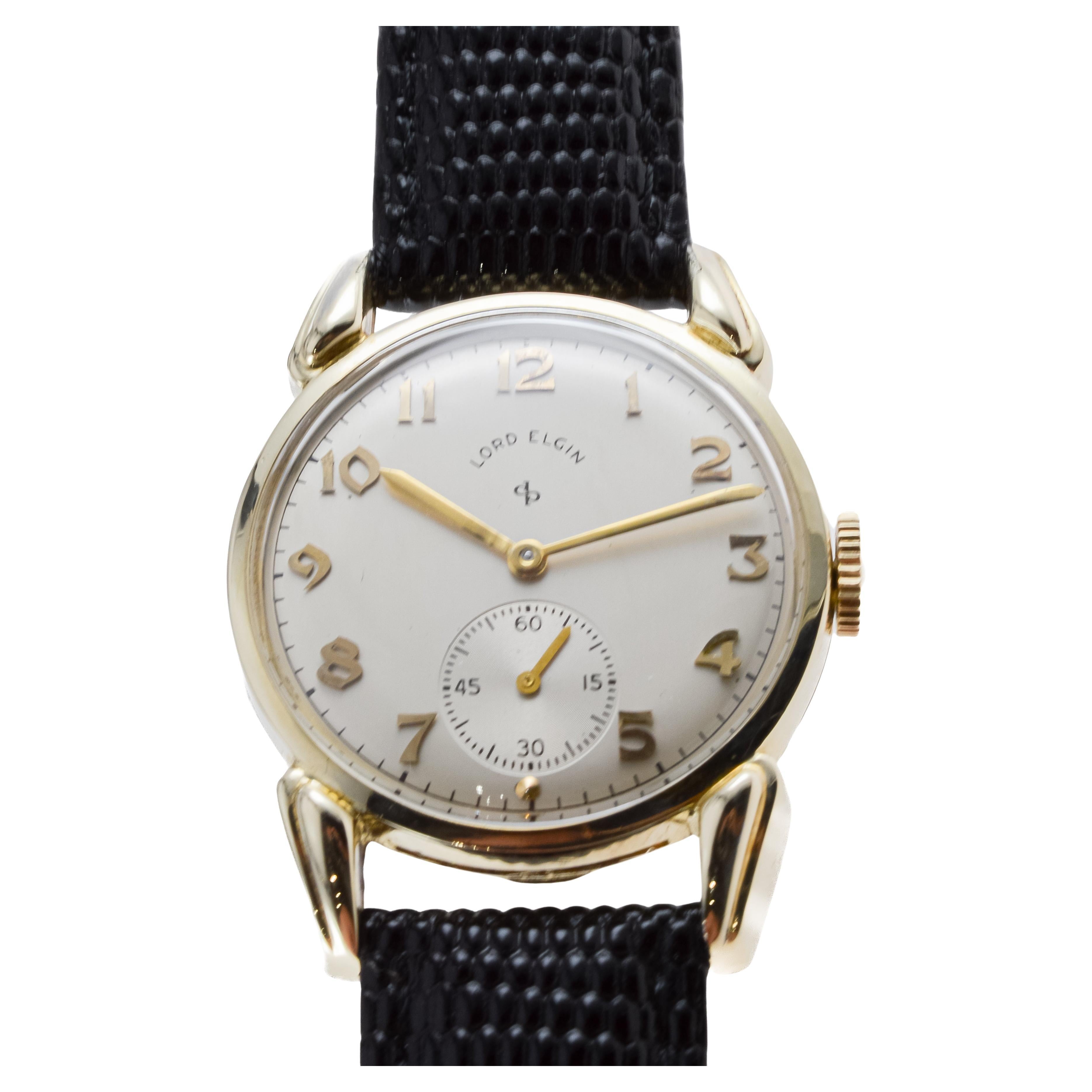 Lord Elgin Gold Filled Art Deco Watch with Flawless Original Dial 1940's 4