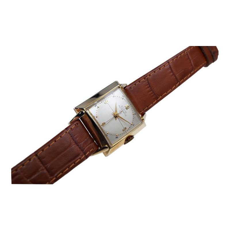 Lord Elgin Yellow Gold Filled Art Deco Automatic Watch, circa 1950s   4