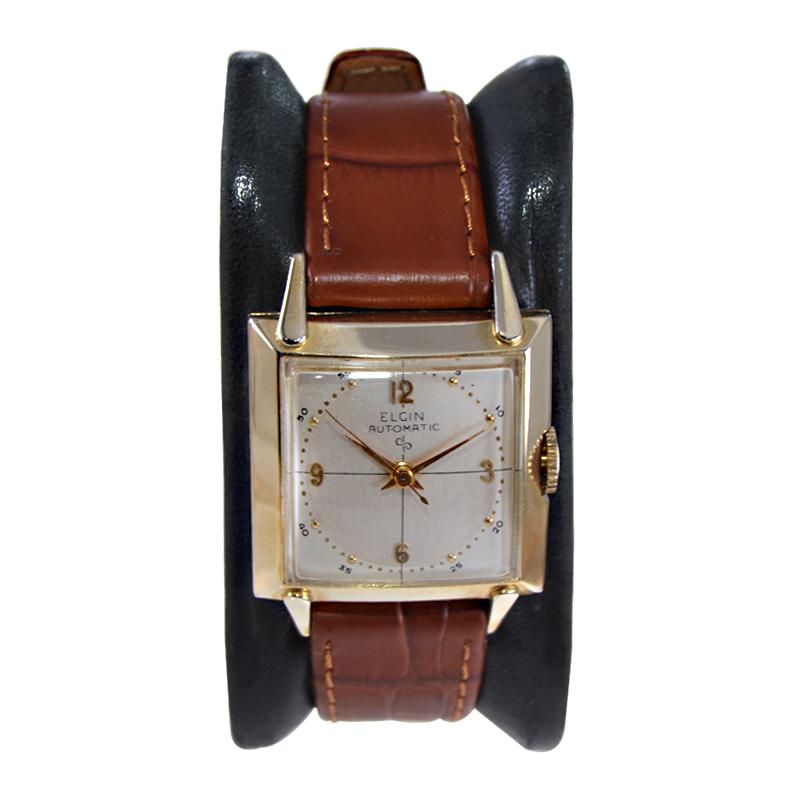 Lord Elgin Yellow Gold Filled Art Deco Automatic Watch, circa 1950s   In Excellent Condition In Long Beach, CA