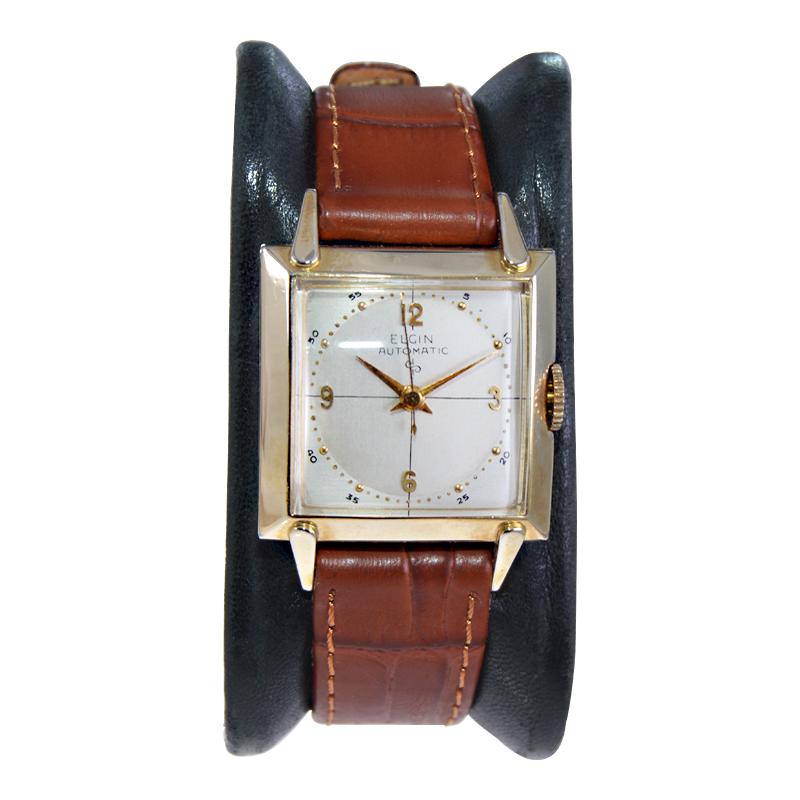 Lord Elgin Gelbgold gefüllte Art-Déco-Automatikuhr, ca. 1950er Jahre 3