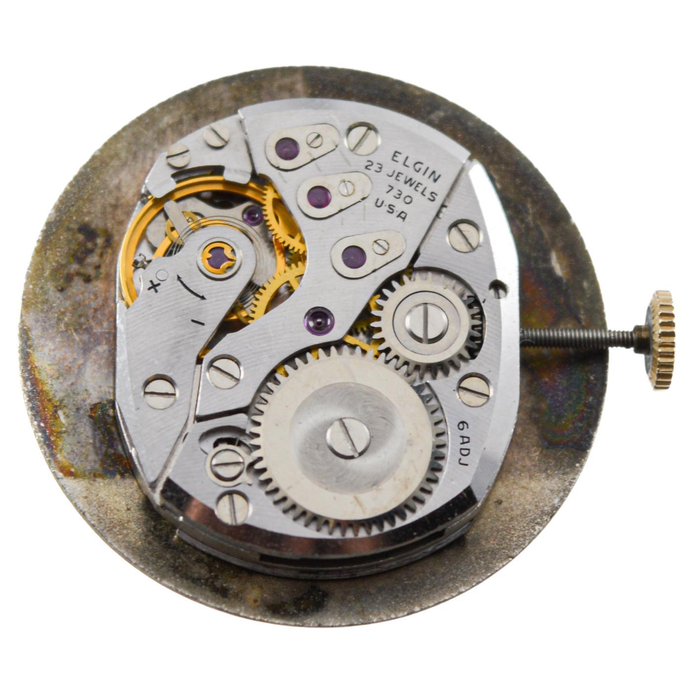 Lord Elgin Gelbgold-gefüllte Shockmaster Art Deco Uhr 1950er Jahre Original-Zifferblatt im Angebot 9
