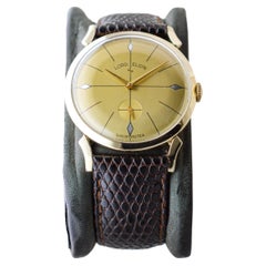 Lord Elgin Gelbgold-gefüllte Shockmaster Art Deco Uhr 1950er Jahre Original-Zifferblatt