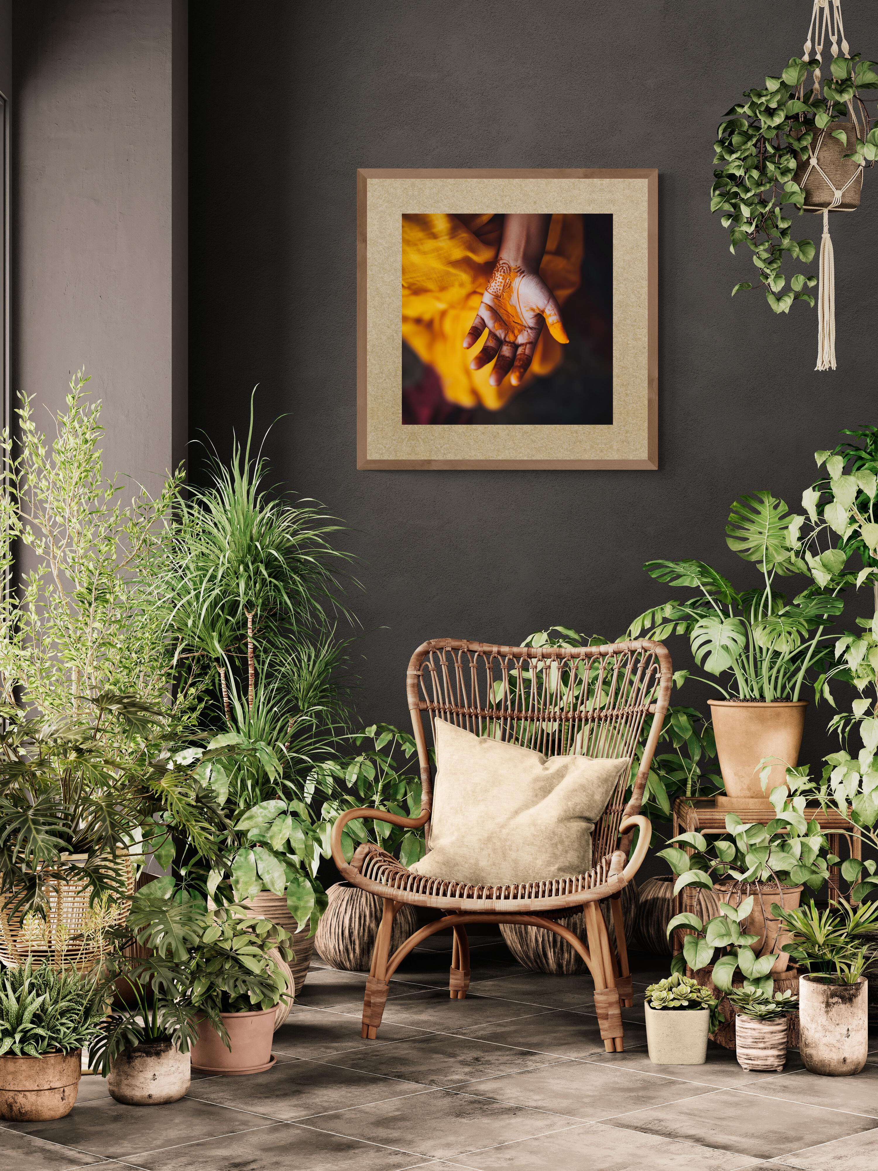 Ahmedabad 150306-33 (India, Holi Festival, Warm, Saffron, Hand, Calm, ~30% OFF) - Modern Photograph by Lord Fauntleroy