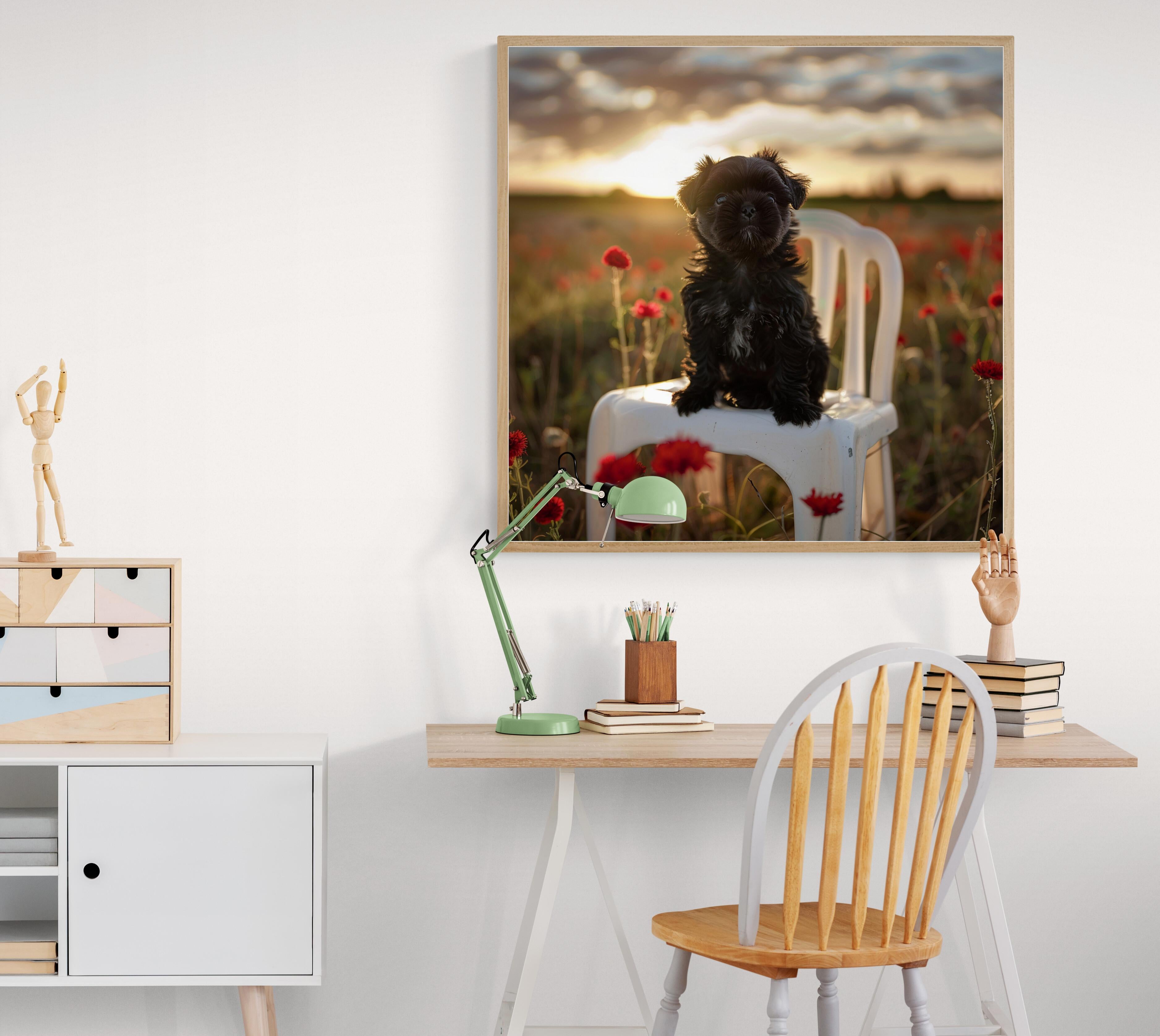 Lord Fauntleroy
Chewbacca - Affenpinscher (Welpe, Hund, Porträt, inszeniert, ikonisch, witzig, skurril, herzerwärmend) 
2023
Archivpigmentdruck auf Hahnemuehle Baryta Rag 315gsm
Größe: 24 x 24 Zoll (60,96 x 60,96 cm)
Auflage: 15
Signiert, betitelt