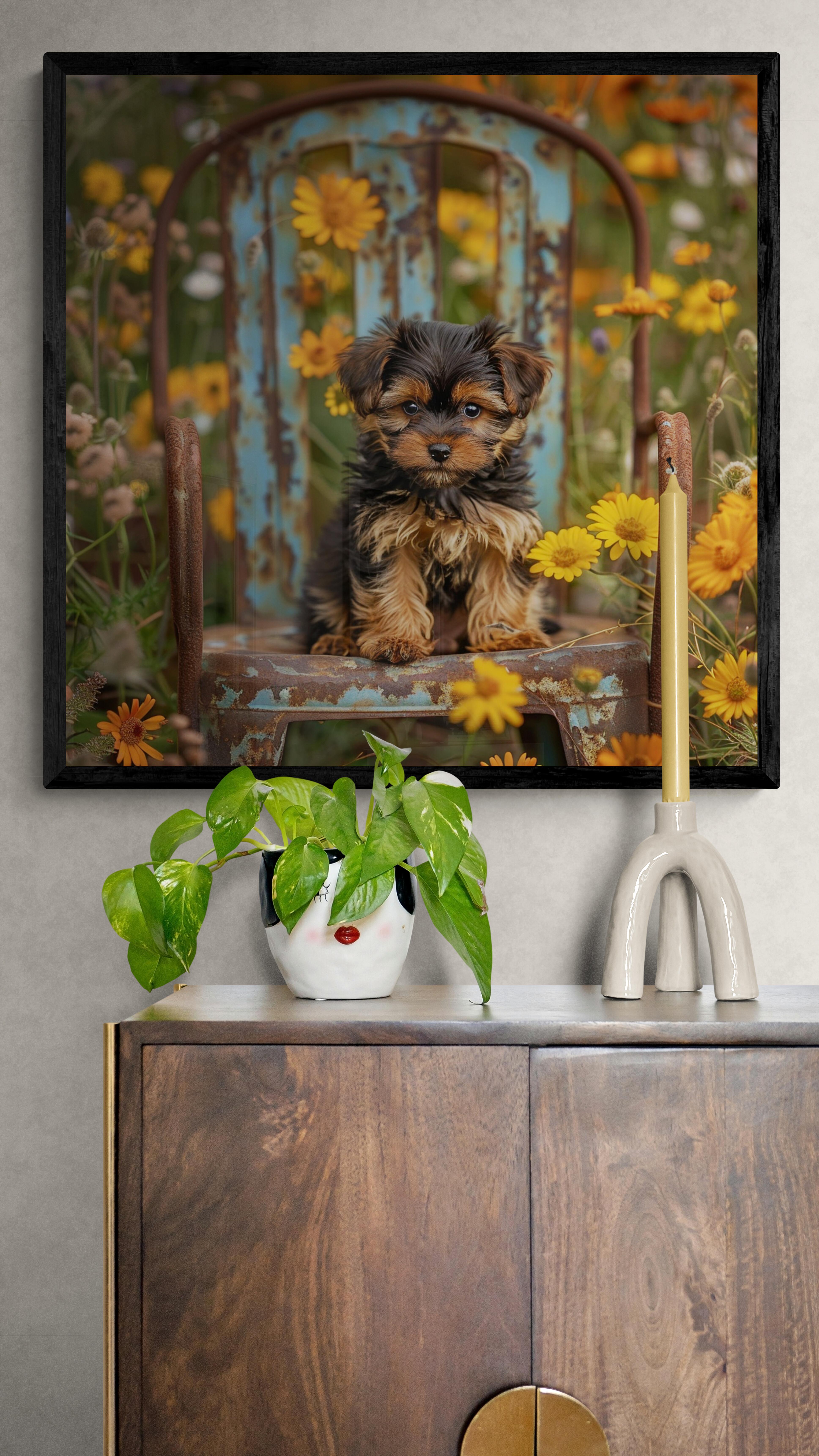 F. - Yorkie (Chiot, Chien, Portrait, Mise en scène) - Contemporain Photograph par Lord Fauntleroy
