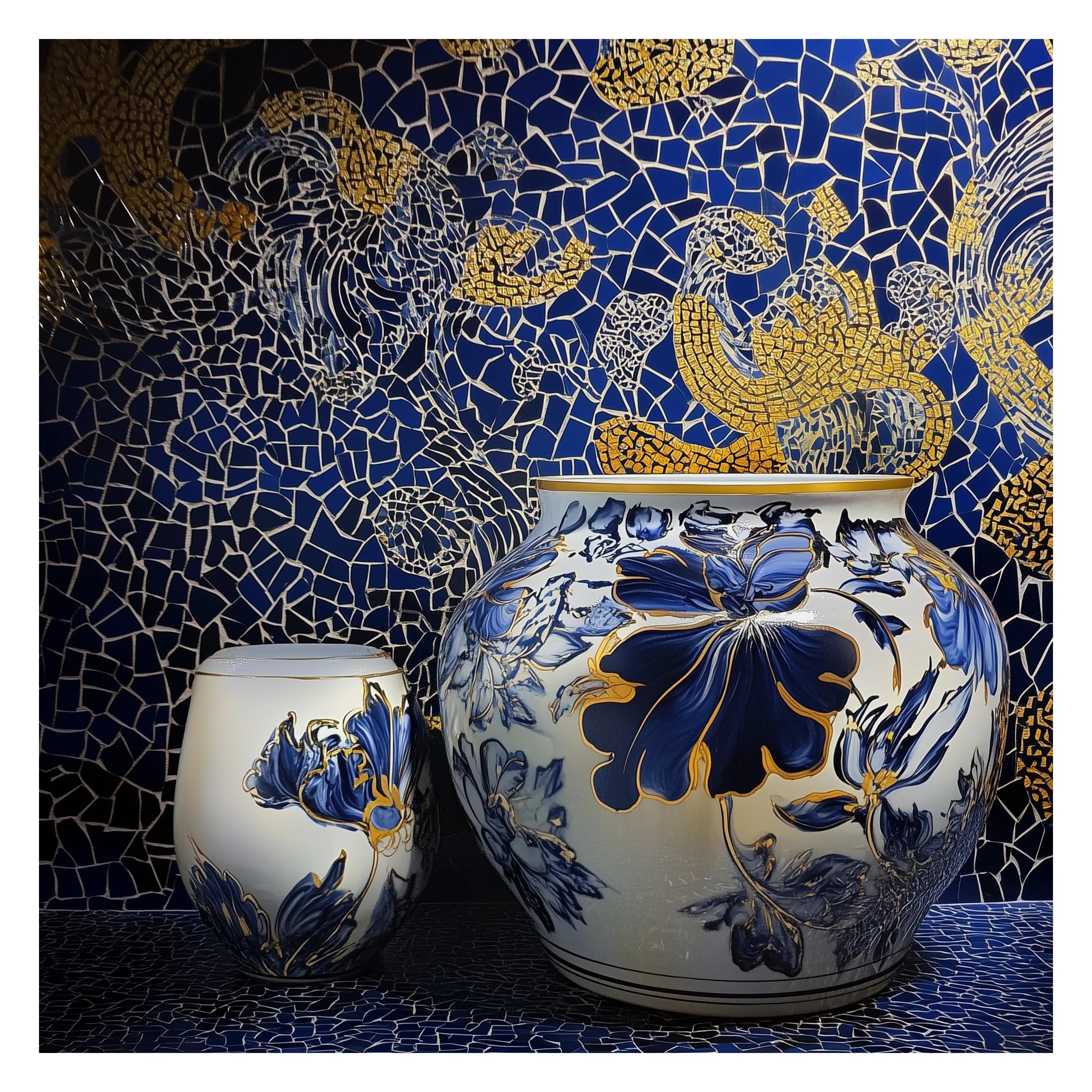 Melanie Sherman 240522-102 (Keramik, Mosaik, Griechisch, Blau, Weiß, Gold, ~40 OFF)