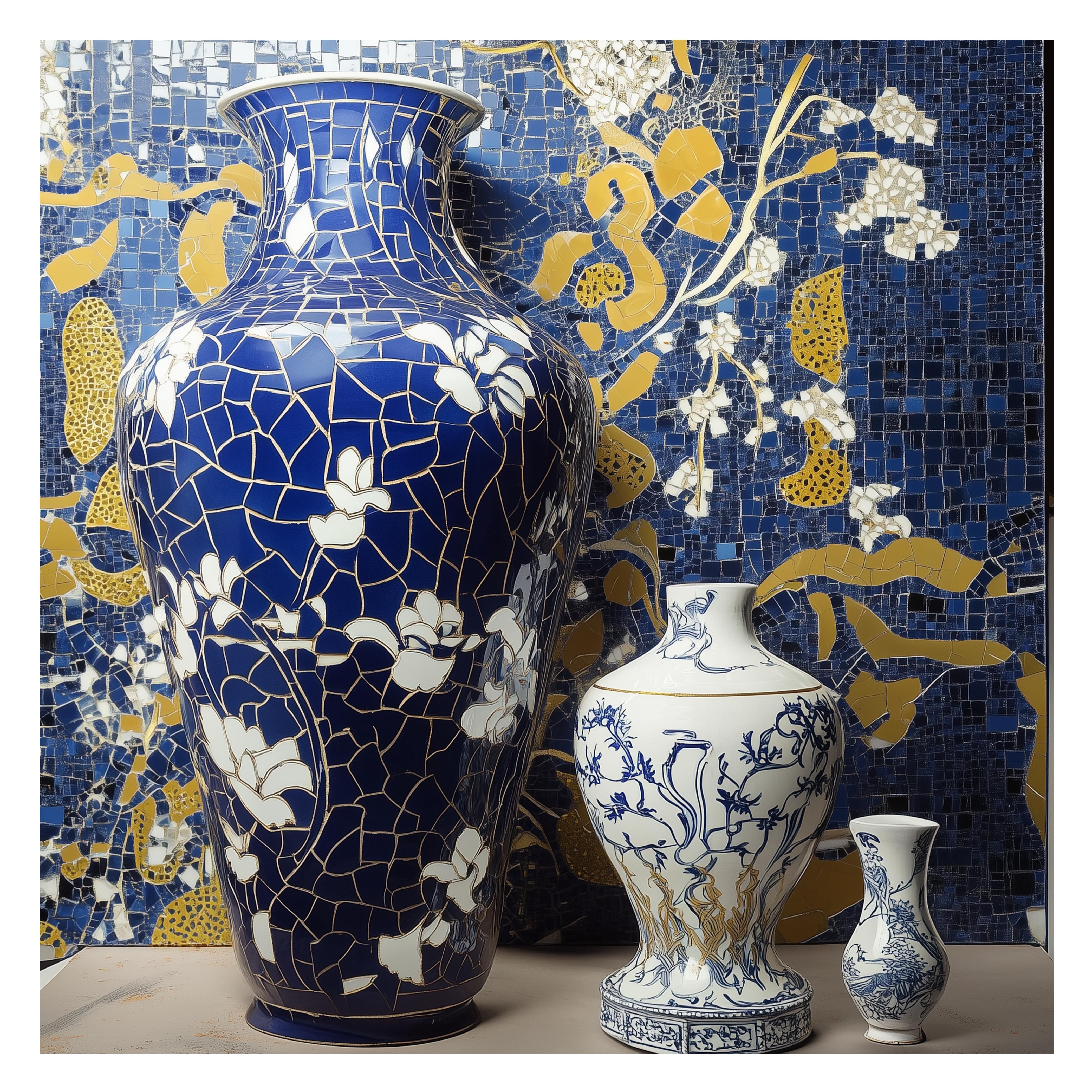 Melanie Sherman 240522-133 (Keramik, Mosaik, Griechisch, Blau, Weiß, Gold, ~40 OFF)