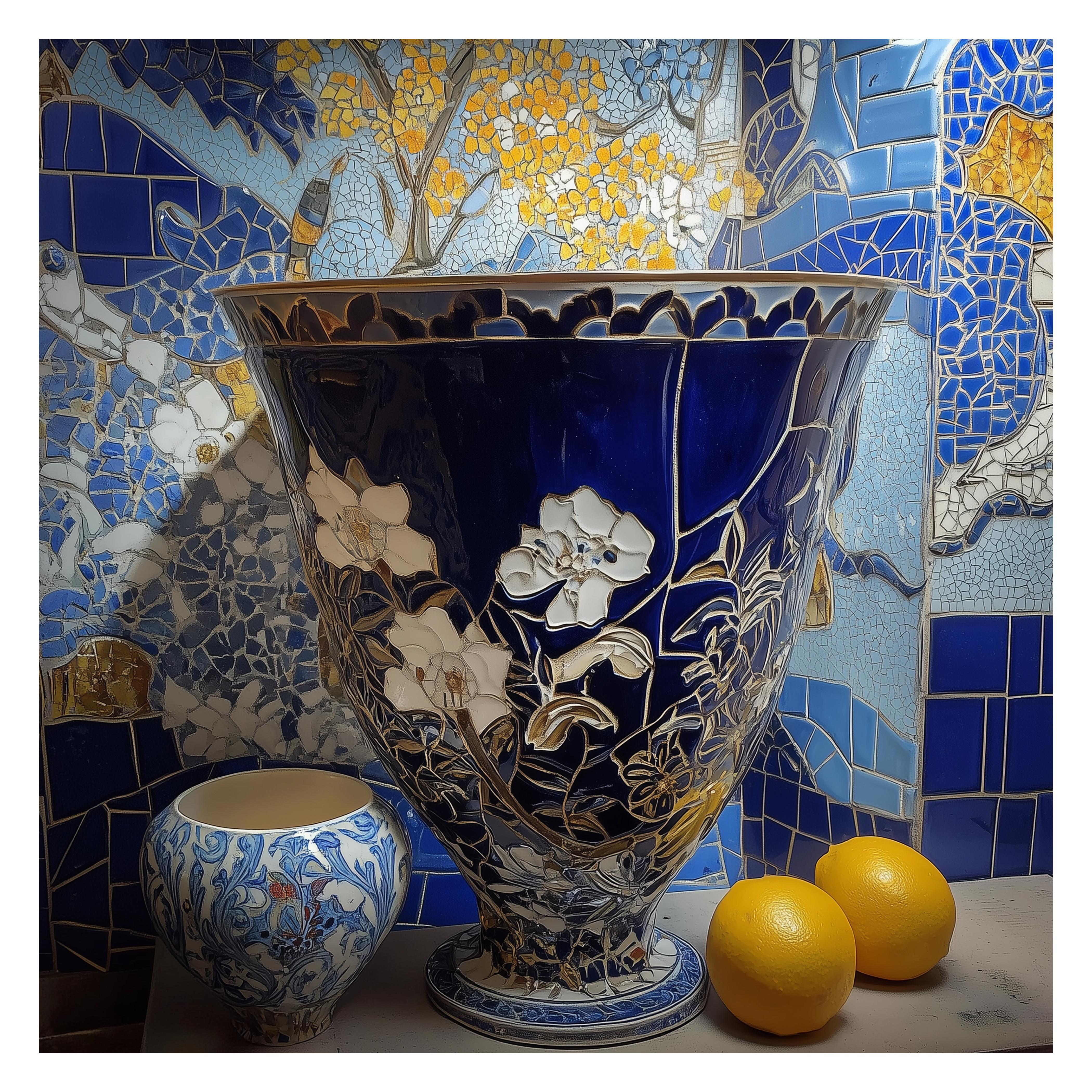 Melanie Sherman 240522-44 (Keramik, Mosaik, Griechisch, Blau, Weiß, Gold, ~40 OFF)