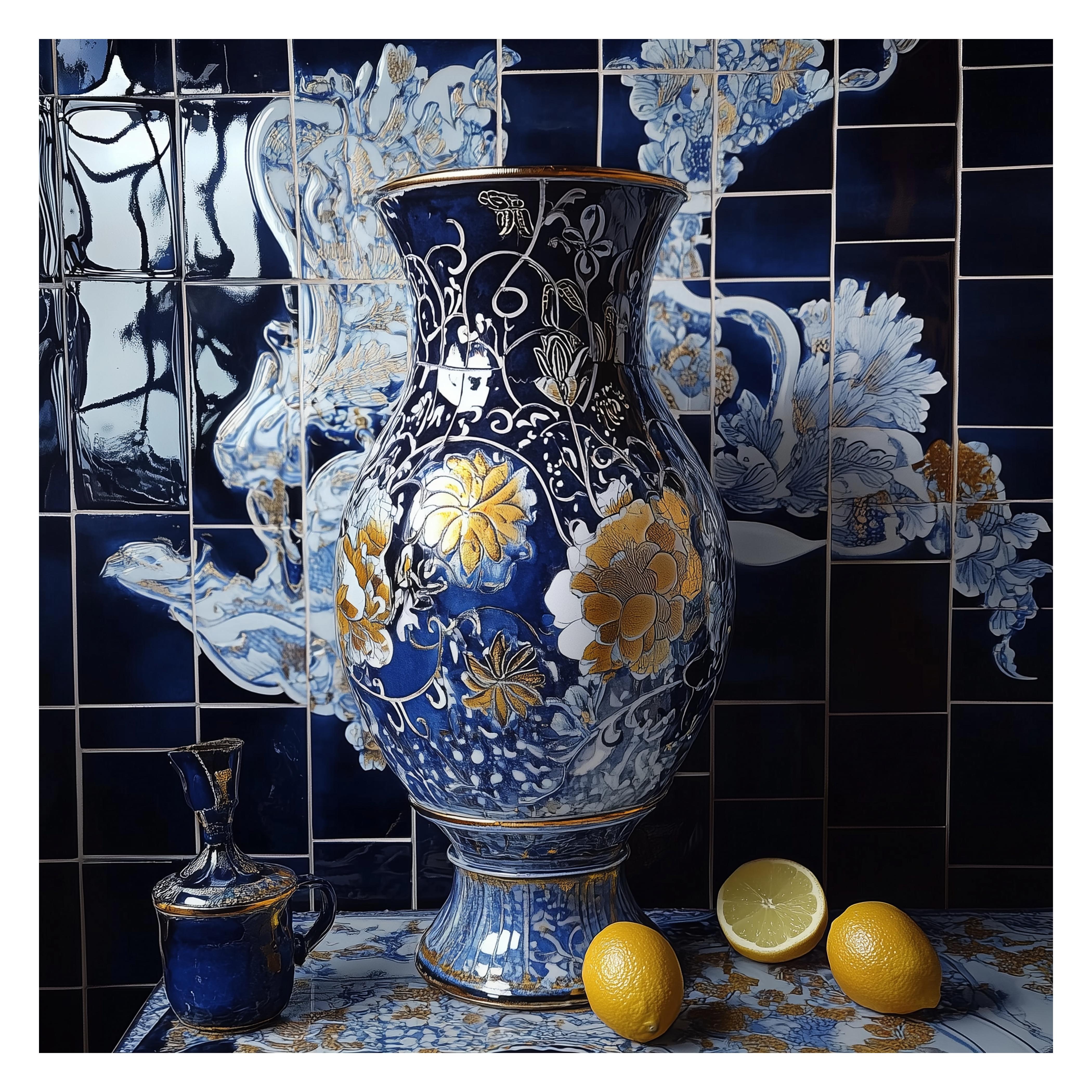 Melanie Sherman 240522-55 (Ceramica, Mosaico, Greco, Blu, Bianco, Oro, ~40 OFF)