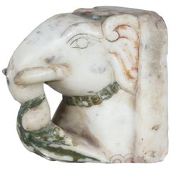 Antique Lord Ganesh in White Marble, India, 20th Century