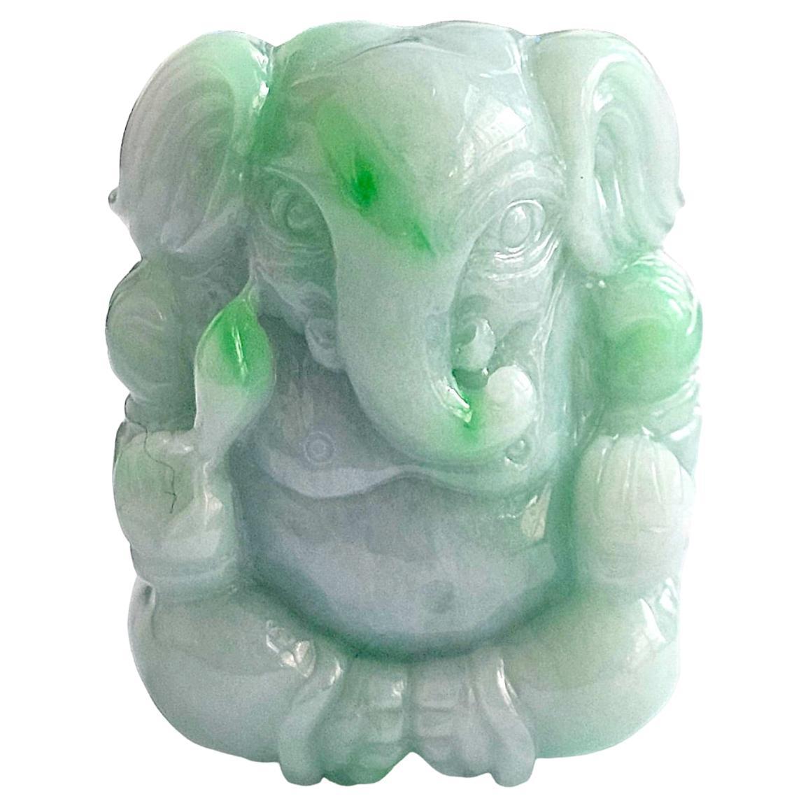 Lord Ganesha Imperial Burmese A-Jade Figurine Ornament Statue Showpiece For Sale