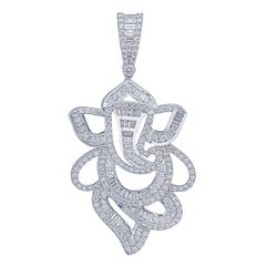 Lord Ganesha Pendant in 18kt White gold & diamonds