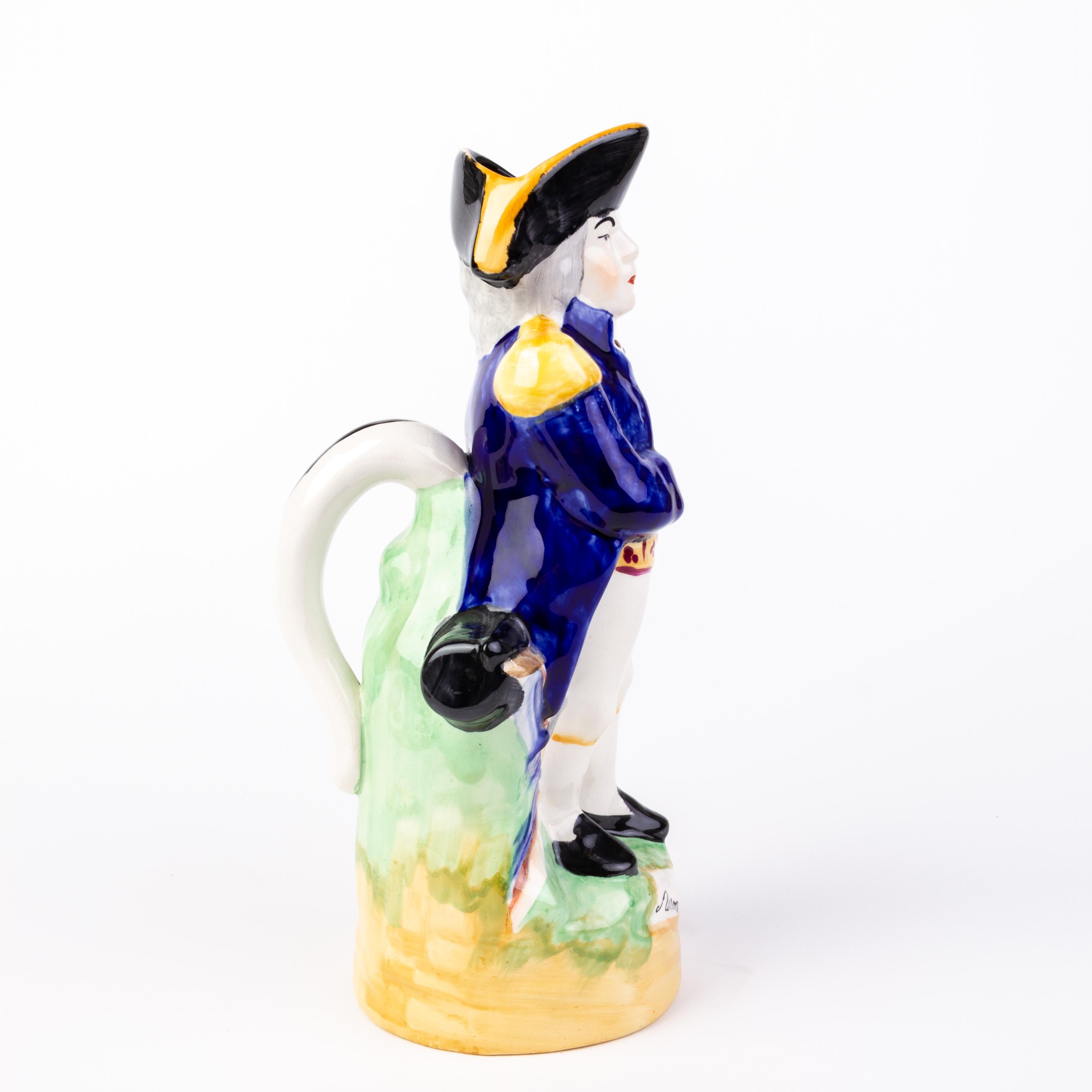 Lord Nelson Toby Staffordshire Polychrome Ceramic Jug 19th Century  In Good Condition For Sale In Nottingham, GB