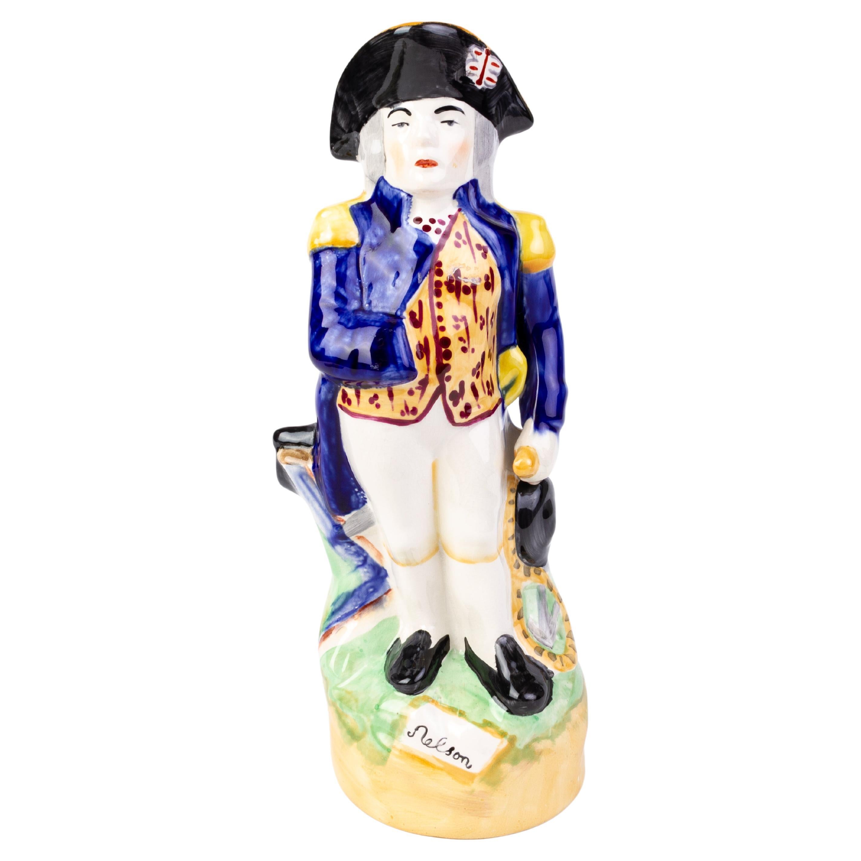 Lord Nelson Toby Staffordshire Polychrome Ceramic Jug 19th Century  For Sale