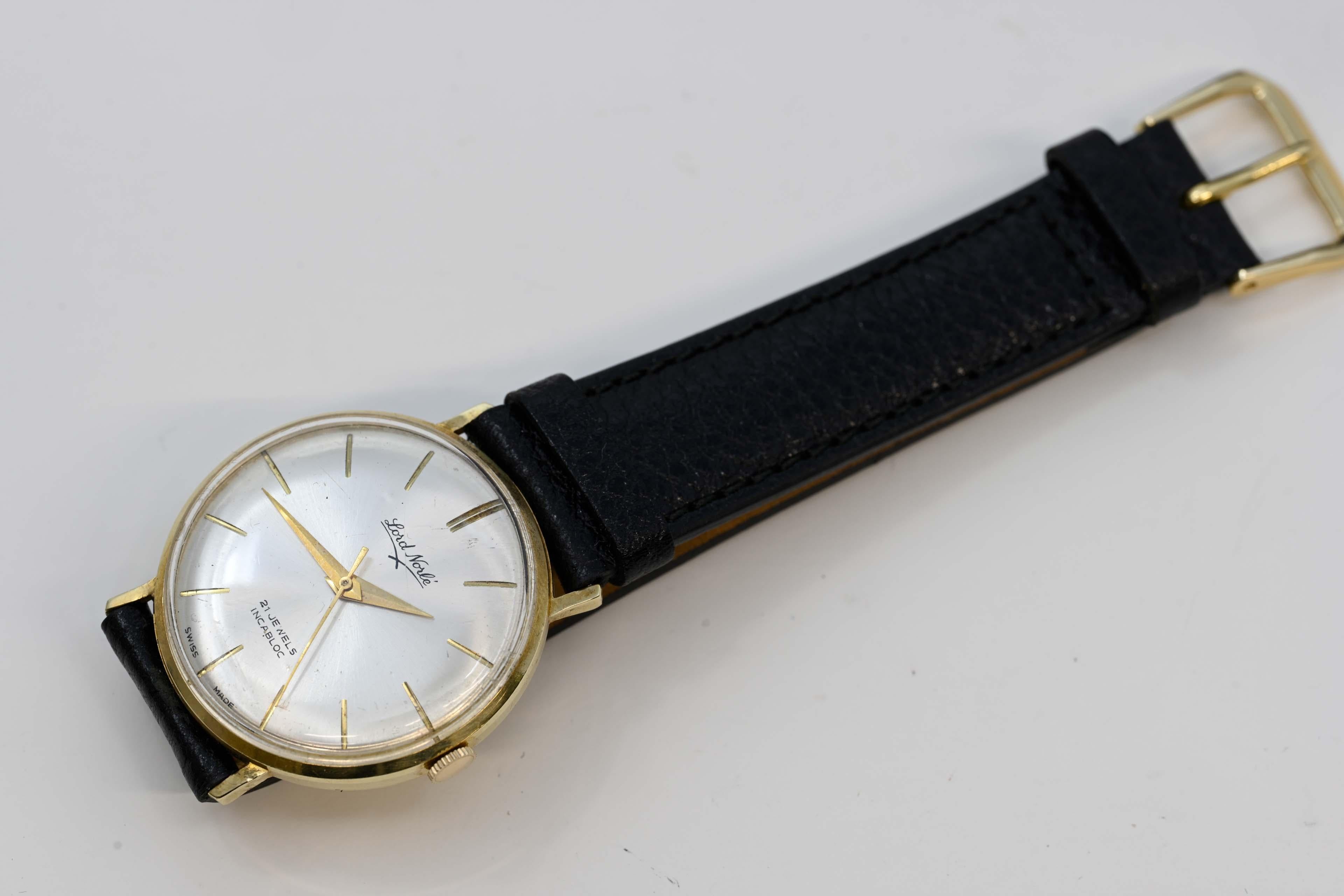 Lord Norle 14k Gold Men's Watch Mechanical Movement In Good Condition For Sale In Montreal, QC