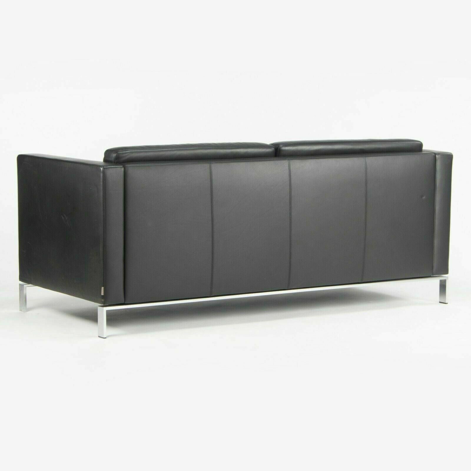 American Lord Norman Foster Model 500 Black Leather 2 Seat Settee Sofa for Walter Knoll For Sale