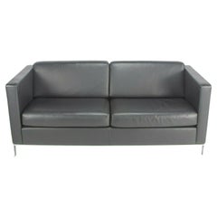 Lord Norman Foster Model 500 Black Leather 2 Seat Settee Sofa for Walter Knoll