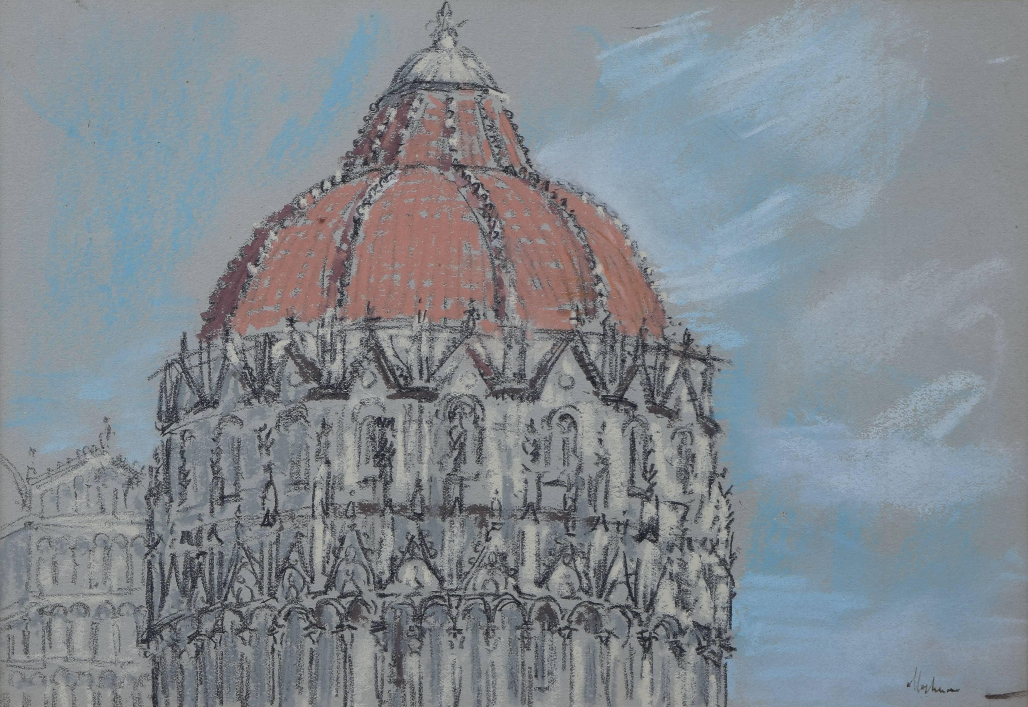 The Baptistry Pisa - Lord Paul Ayshford Methuen: Pastel Italy Modern British Art