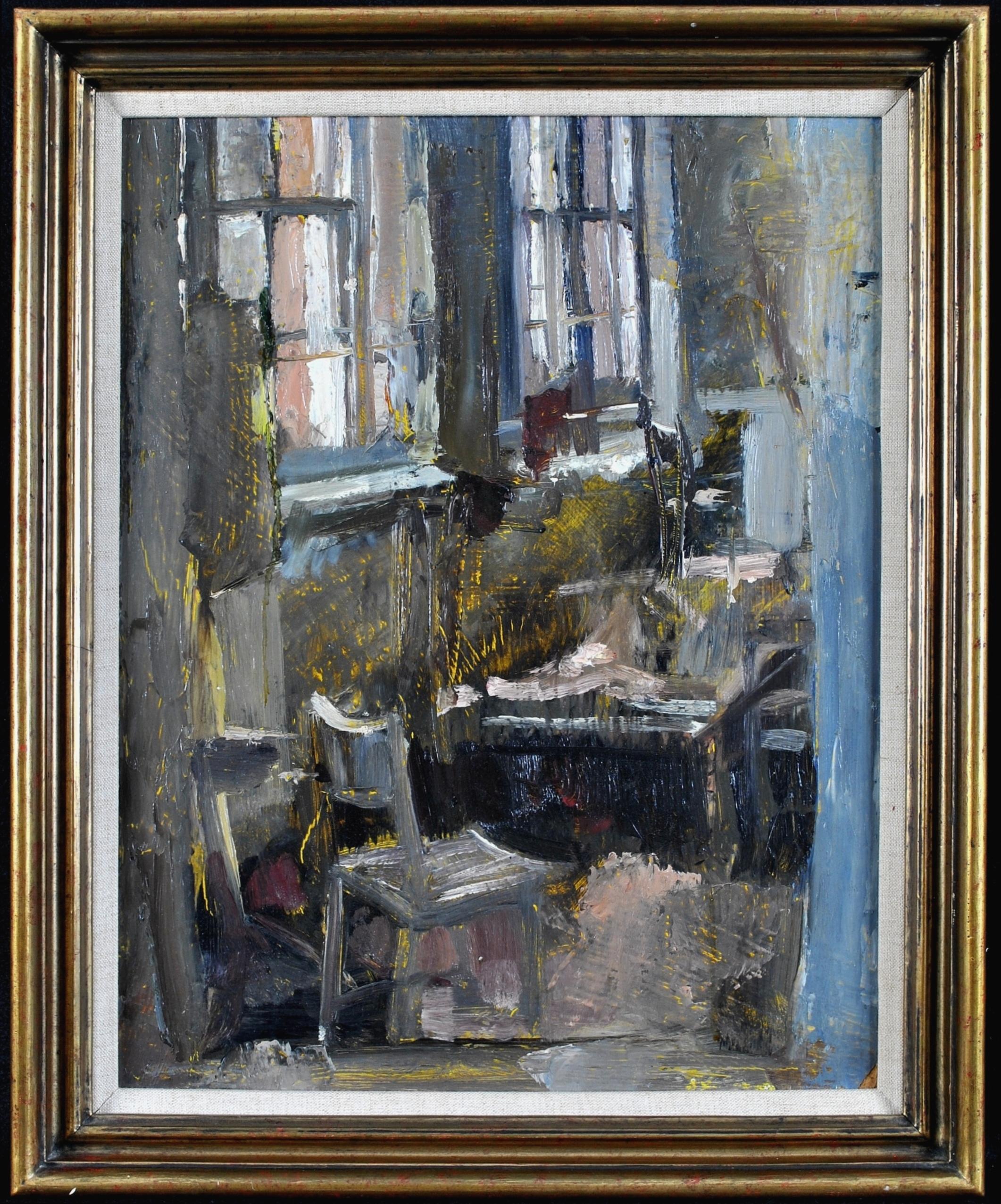 Lord Paul Ayshford Methuen Interior Painting - The Studio - Fine Mid 20th Century Interior Oil on Board Painting Agnew's London