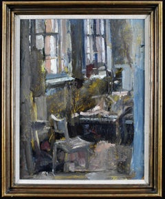 The Studio - Fine Mid 20th Century Interior Oil on Board Painting Agnew's London