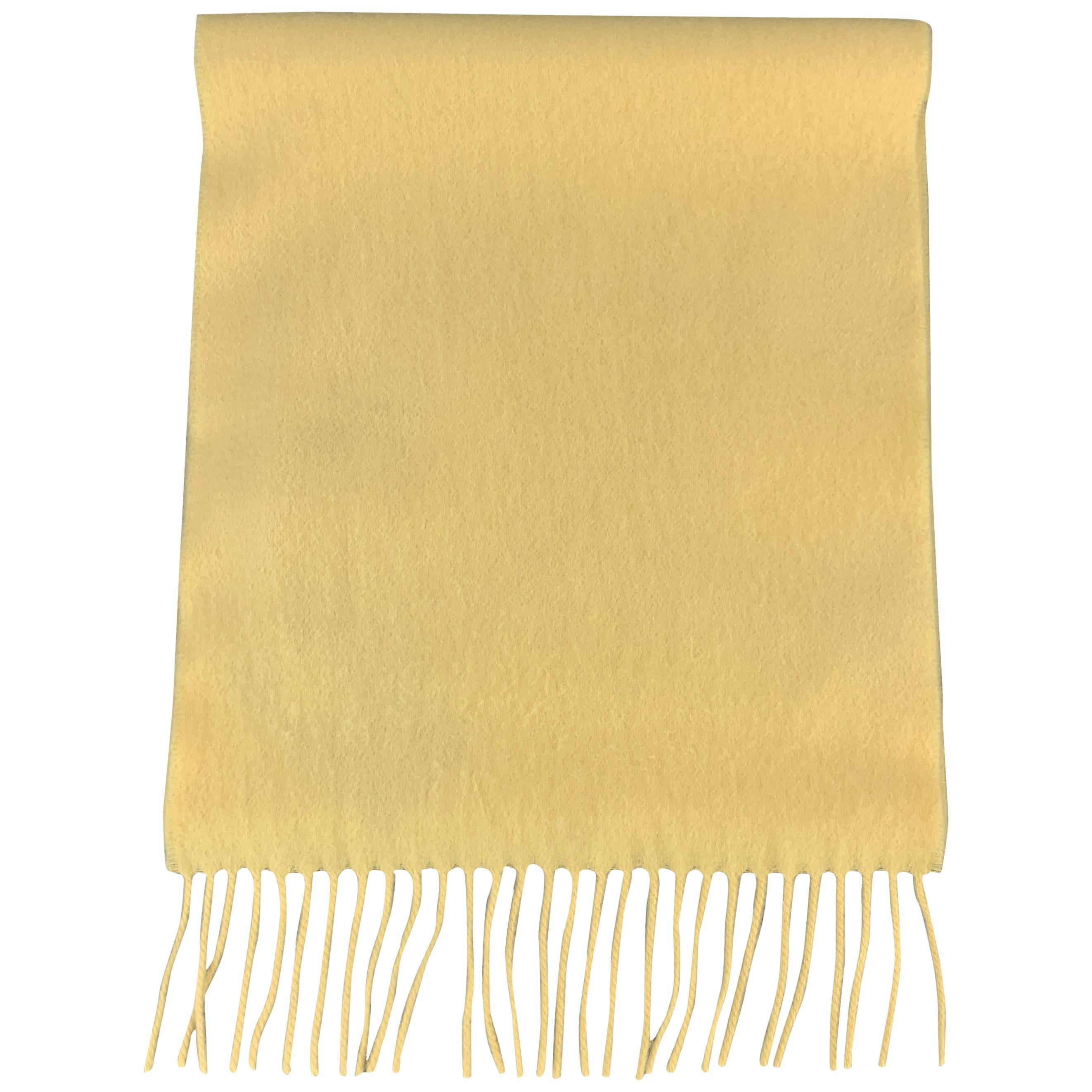 LORD Solid Pastel Yellow Cashmere Fringe Scarf