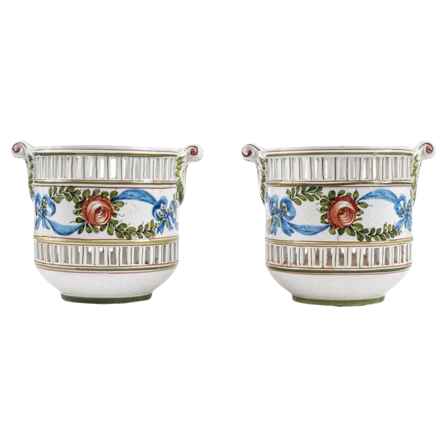 Lord & Taylor Capodimonte Style Jardinieres, Pair For Sale