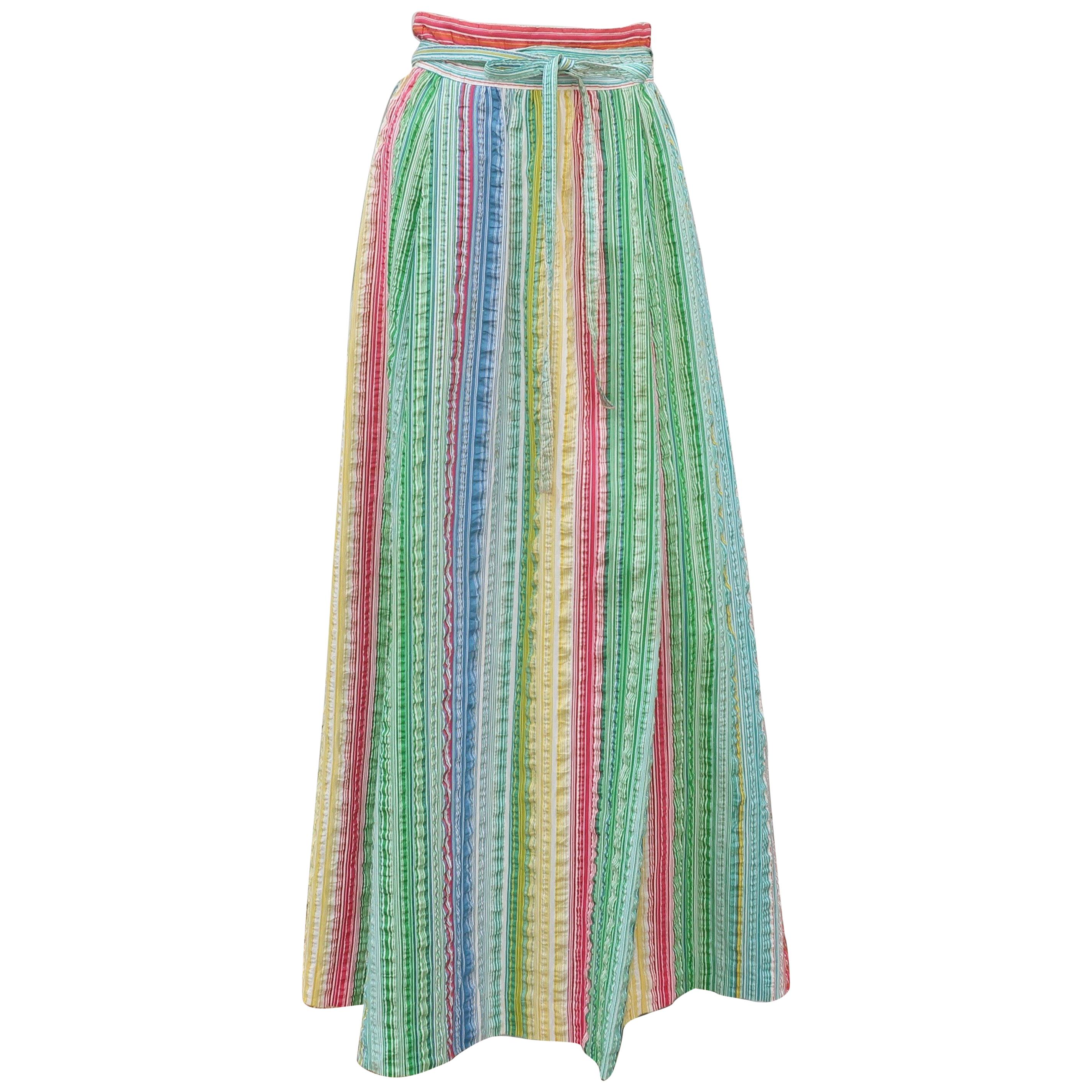 Lord & Taylor Maxi Seersucker Striped Wrap Skirt, 1960’s