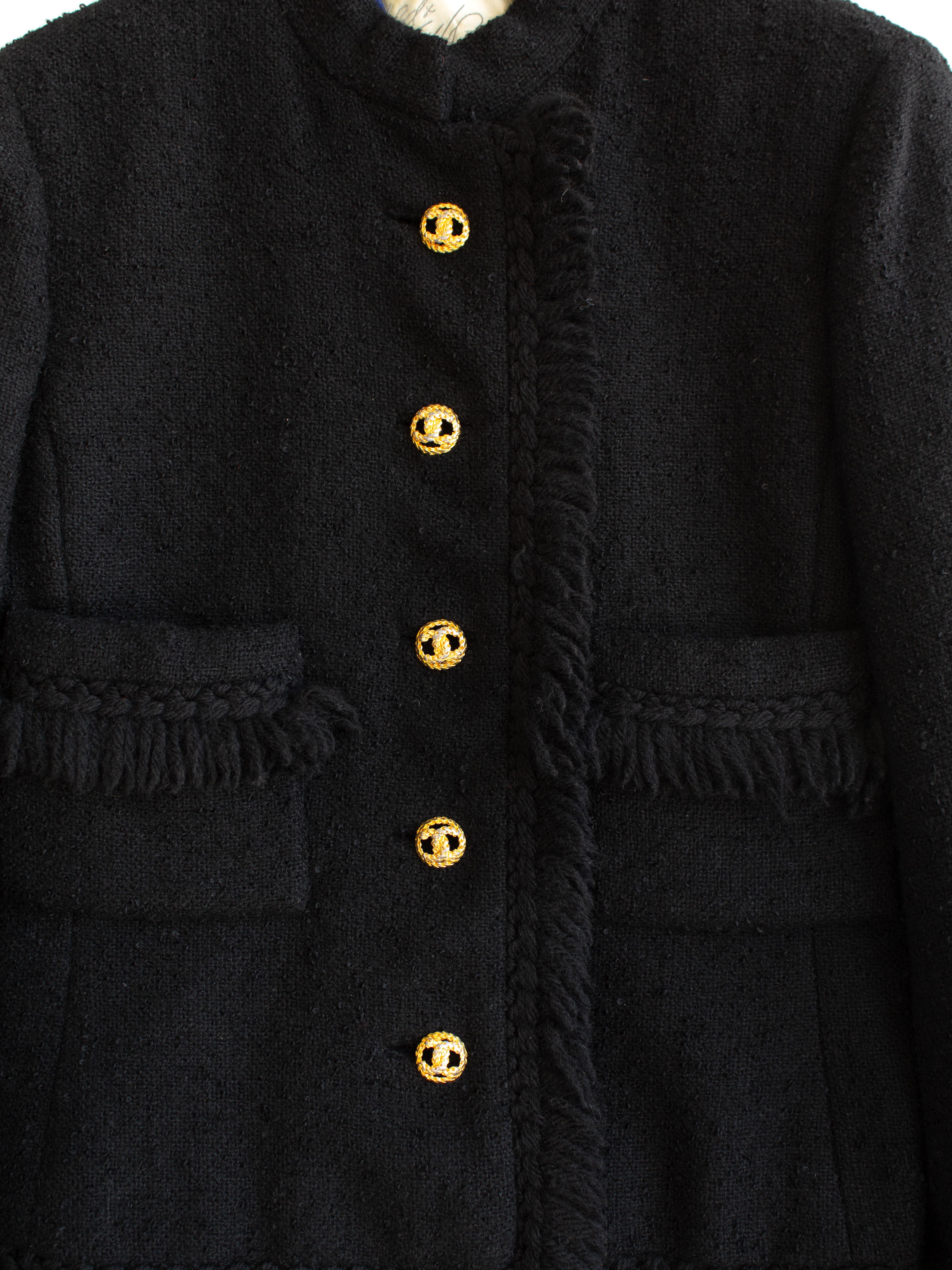 Veste Jackie à franges noire et dorée Lord & Taylor Parisiennes des années 1970 en vente 1
