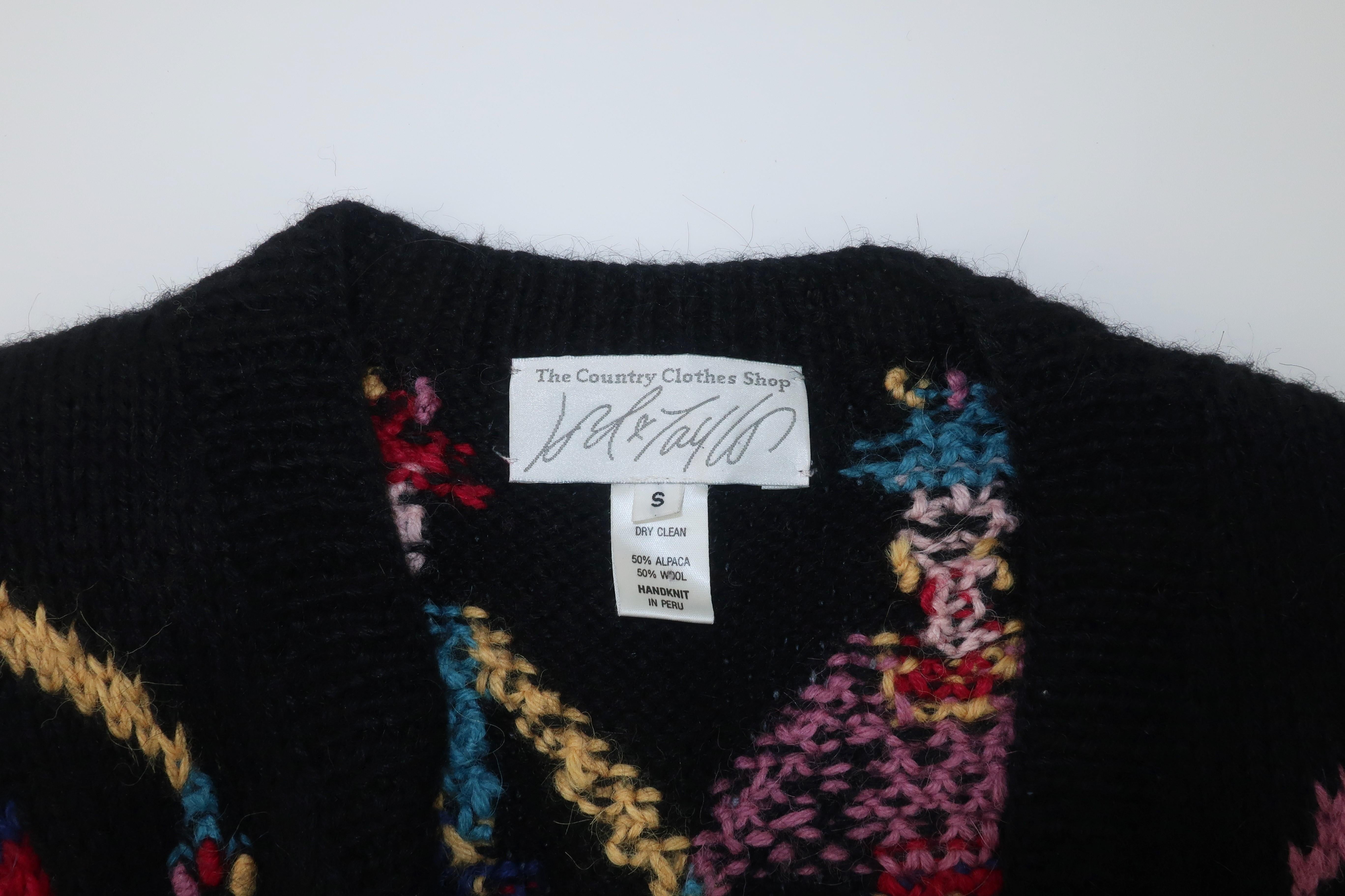 Lord & Taylor Peruvian Hand Knit Cardigan Sweater, 1980's 2