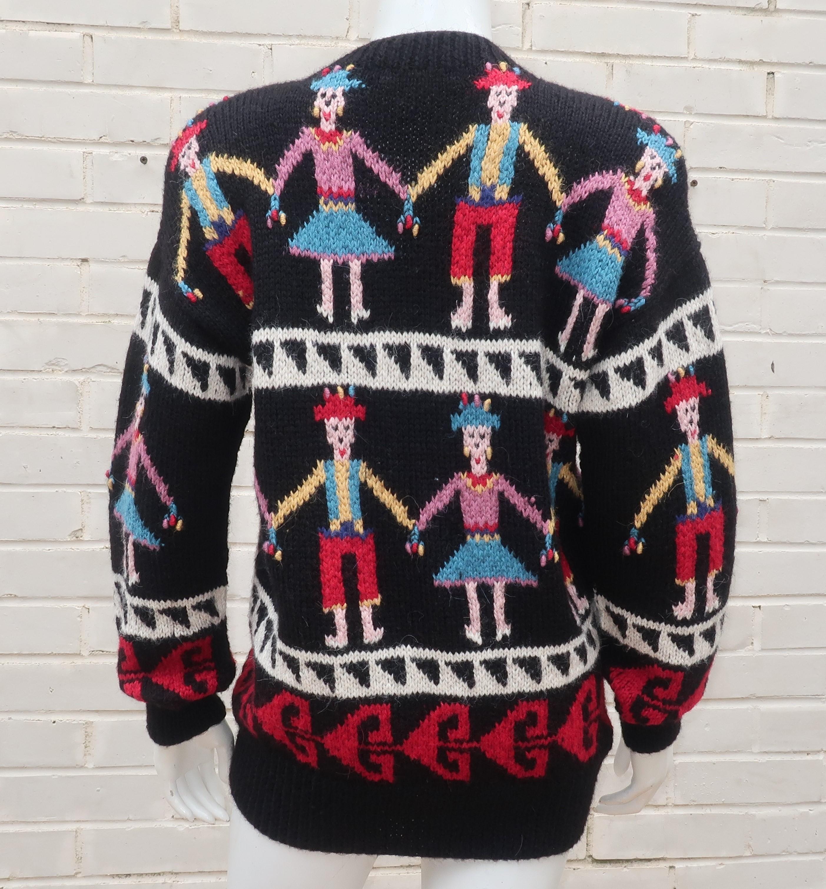 Lord & Taylor Peruvian Hand Knit Cardigan Sweater, 1980's 1