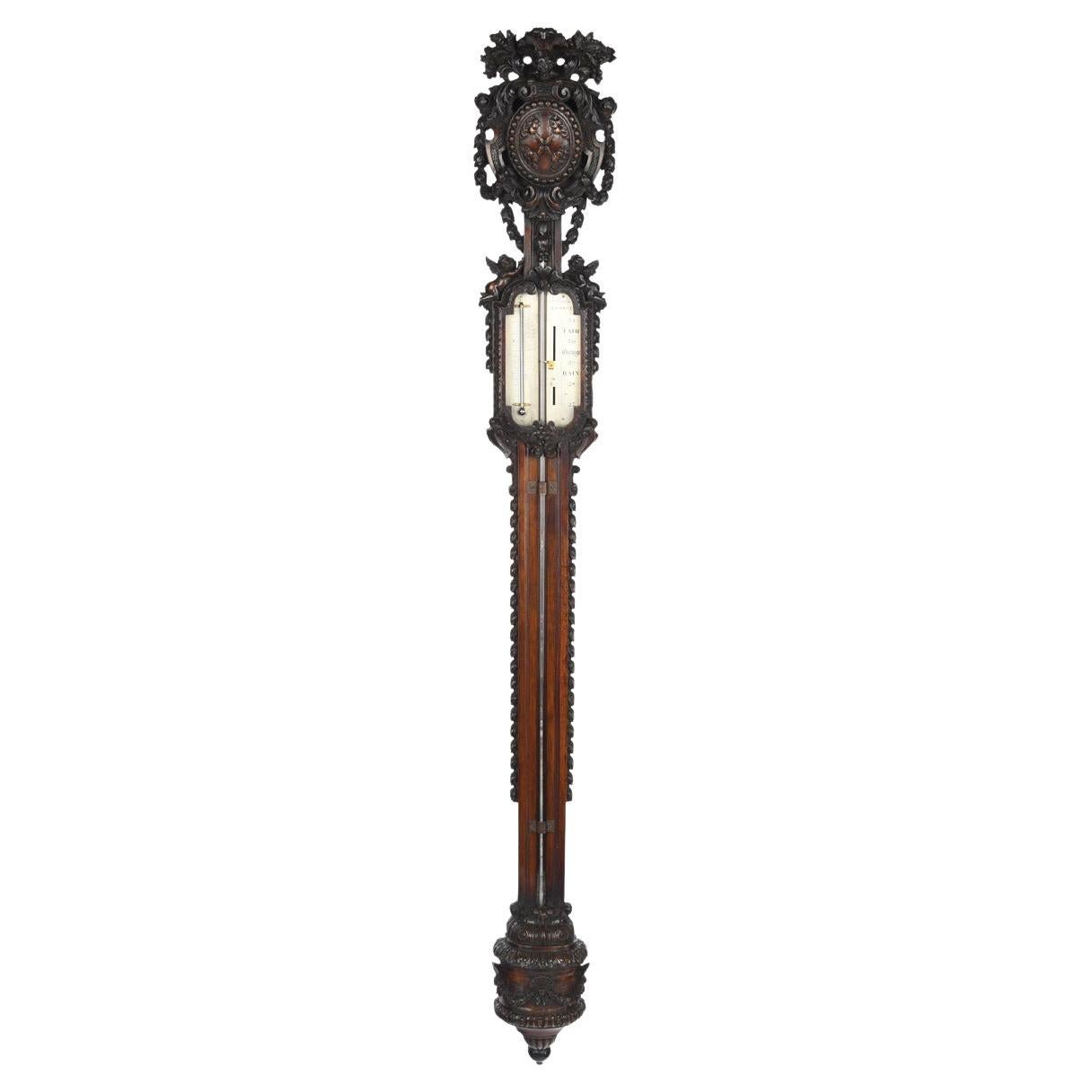Barómetro de madera de tilo de Lord Vernon's Sudbury Hall, por J. Braund según Grinling Gibb en venta