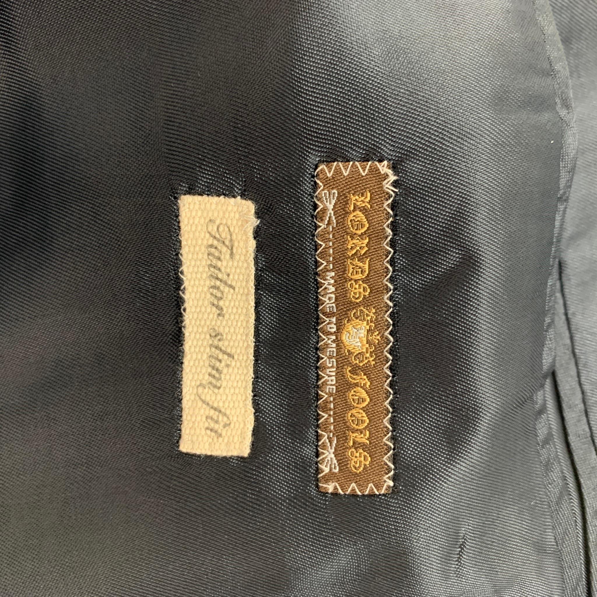LORDS & FOOLS Tailleur de smoking à revers en laine mélangée noire marine texturée, taille 36 4