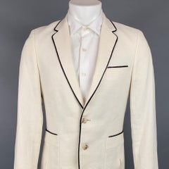LORDS & FOOLS Taille 38 Beige & Noir Lin tissé / Cotton Sport Coat