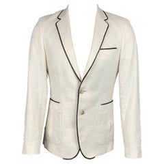 LORDS & FOOLS Taille 38 Beige & Noir Lin tissé / Cotton Sport Coat
