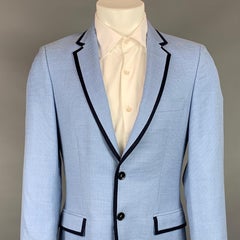 LORDS & FOOLS Size 38 Blue & Navy Woven Wool Notch Lapel Sport Coat